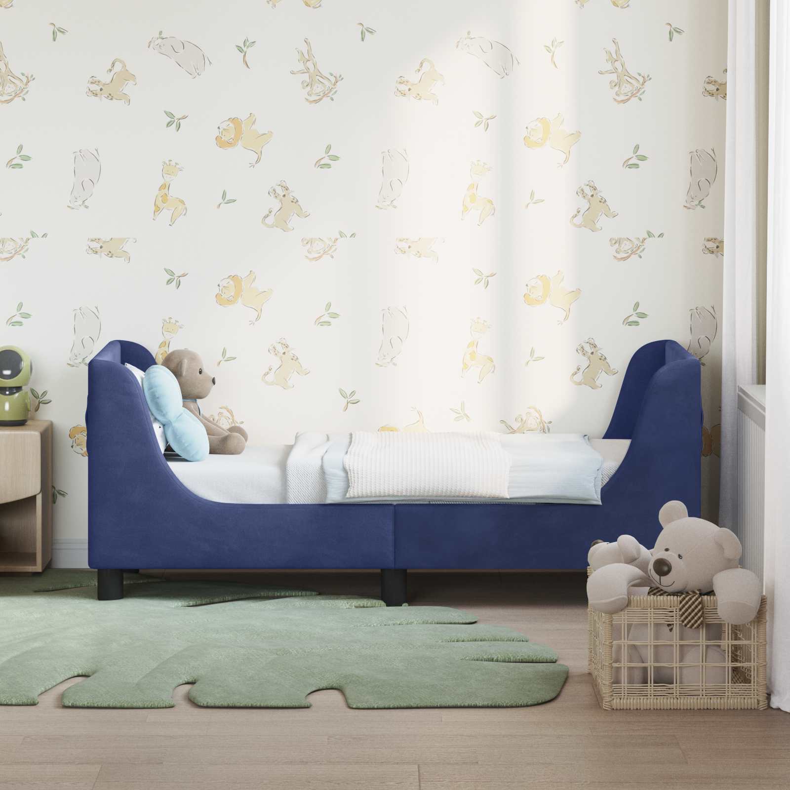 Struttura letto per bambini con testata Blu Polizia 70 x 140 cm | homemem39