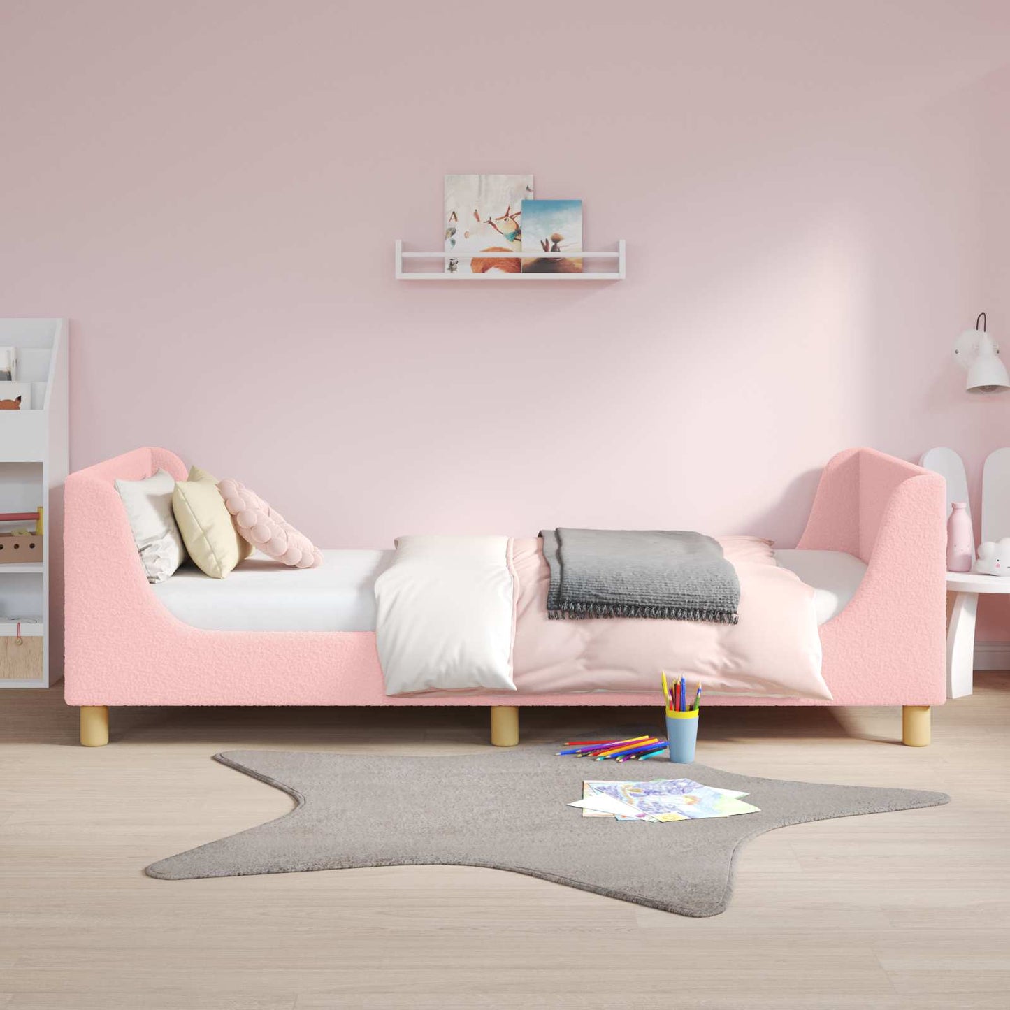 Struttura letto bambini con testata Rosa 80 x 200 cm Bouclé | homemem39
