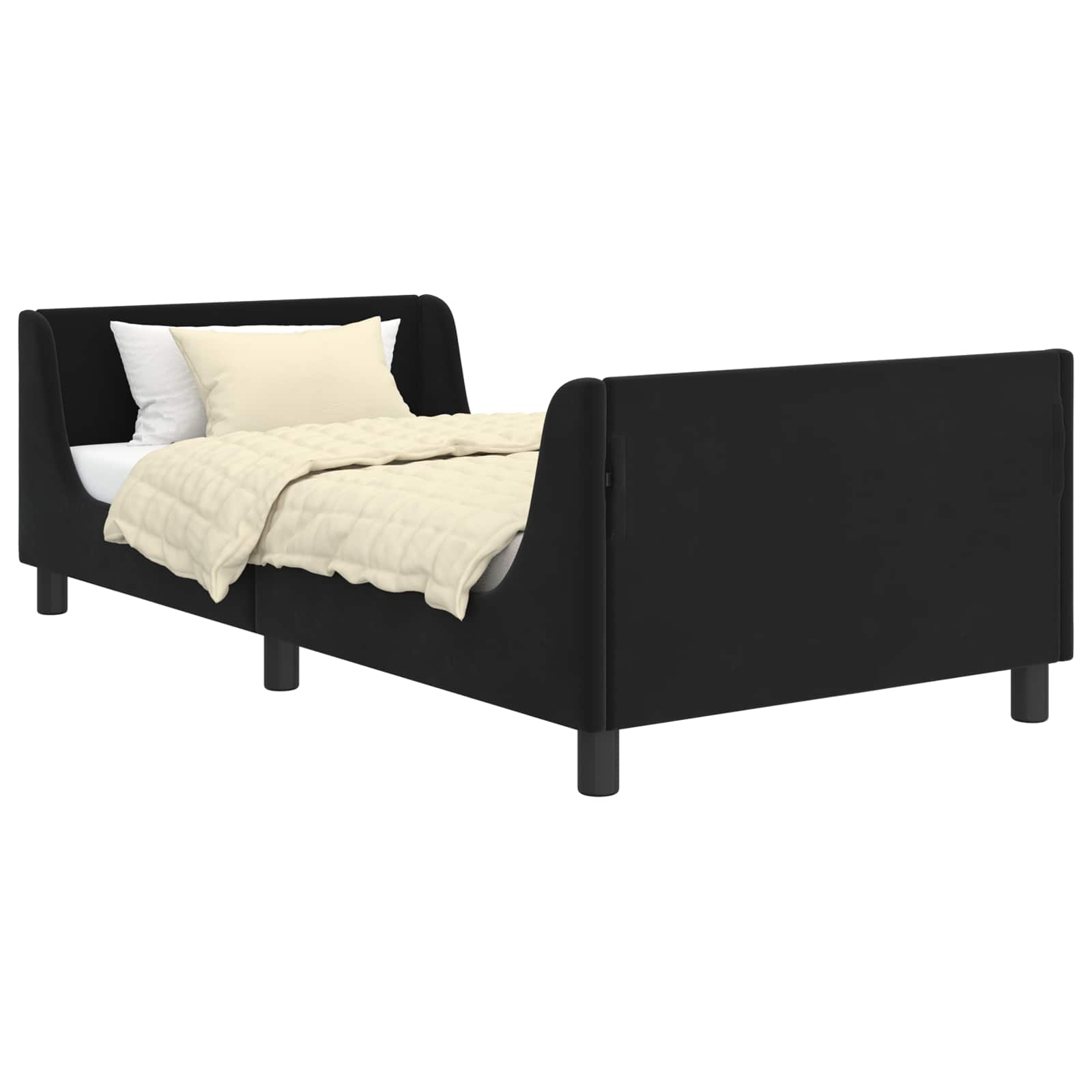 Struttura letto bambini con testata Nero 80 x 200 cm Velluto | homemem39