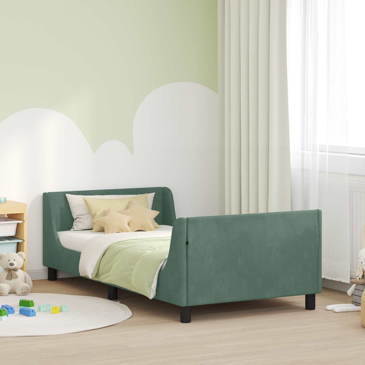 Struttura letto bambini con testata Verde Mare 80 x 200 cm | homemem39
