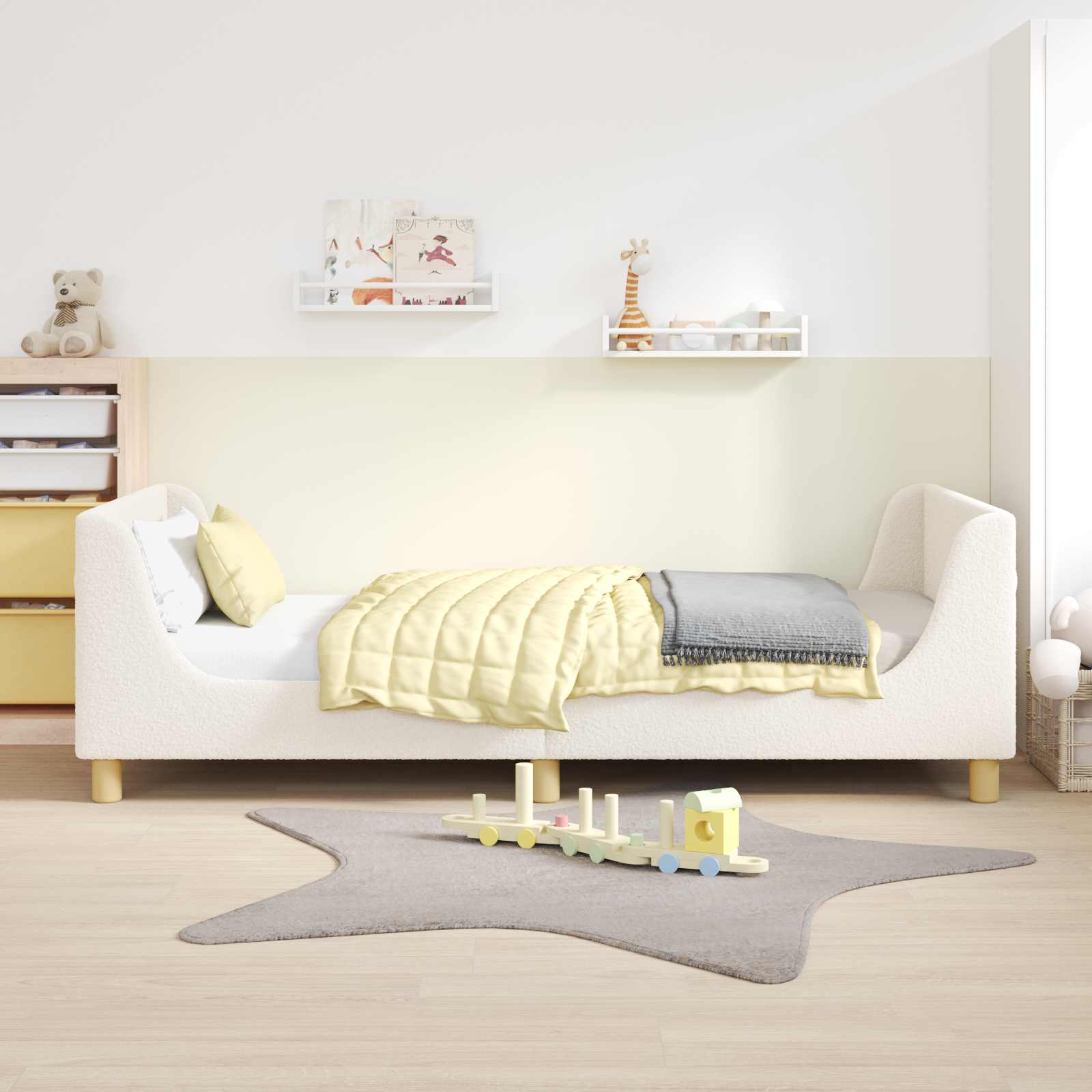 Struttura letto bambini con testata Crema 90 x 190 cm Bouclé | homemem39