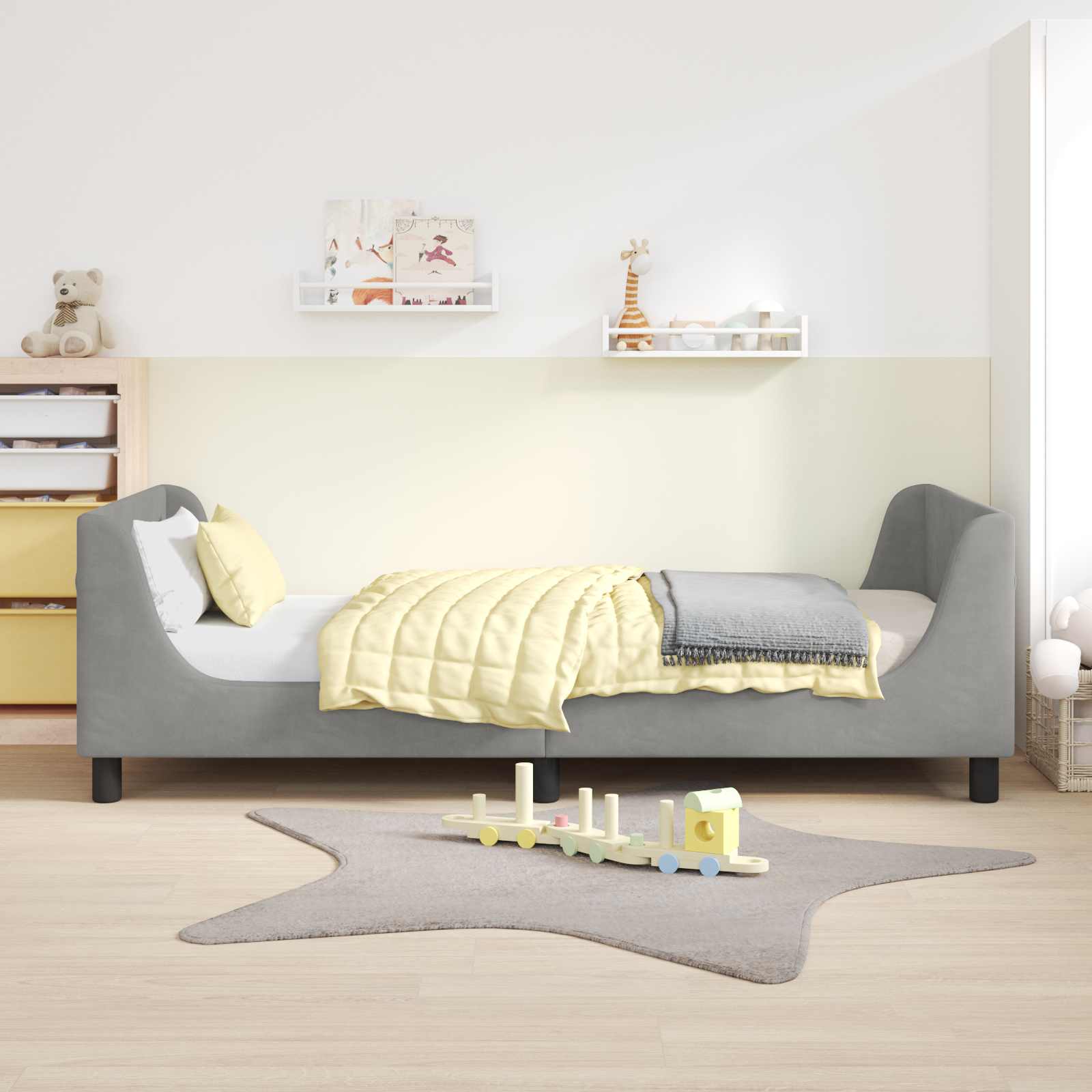 Struttura letto bambini con testata Grigio Chiaro 90 x 190 cm | homemem39