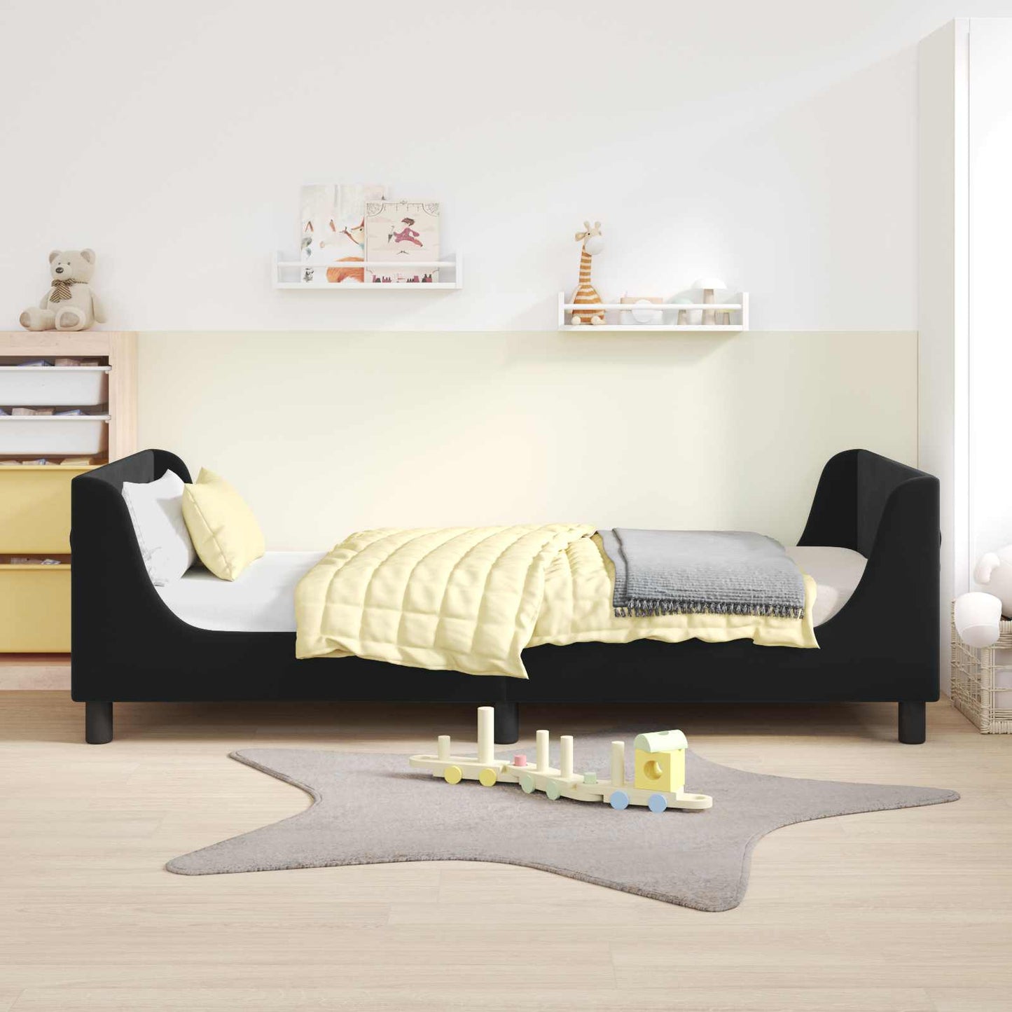 Struttura letto bambini con testata Nero 90 x 190 cm Velluto | homemem39