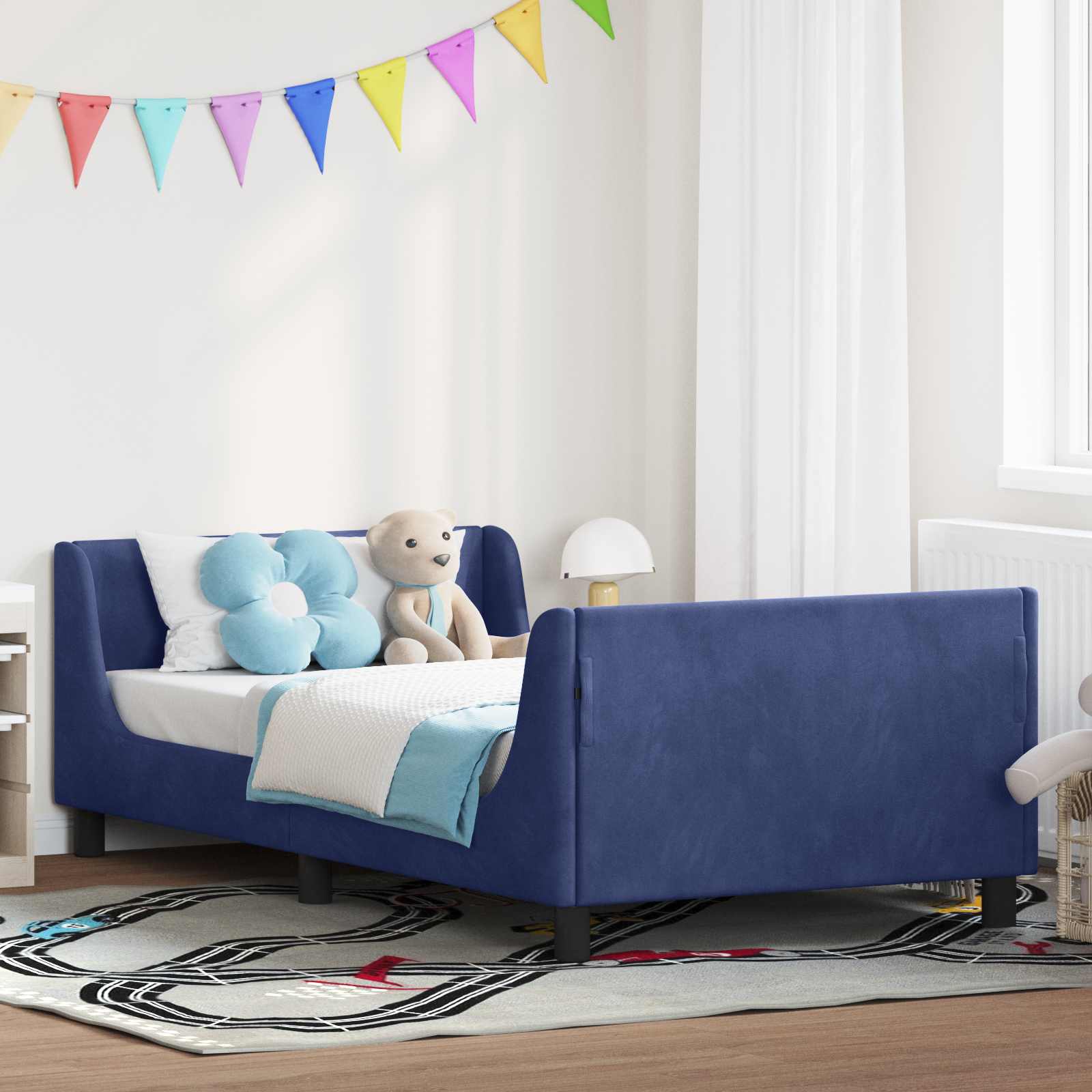 Struttura letto bambini con testata Blu Polizia 90 x 190 cm | homemem39
