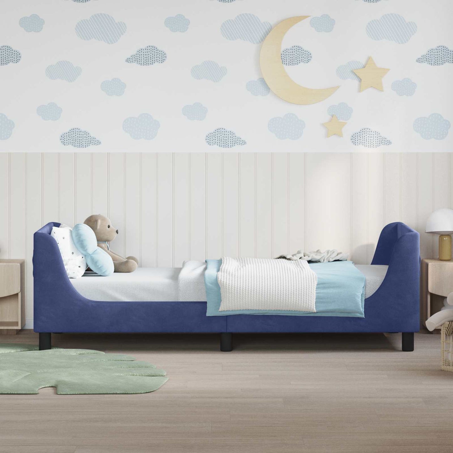 Struttura letto bambini con testata Blu Polizia 90 x 190 cm | homemem39