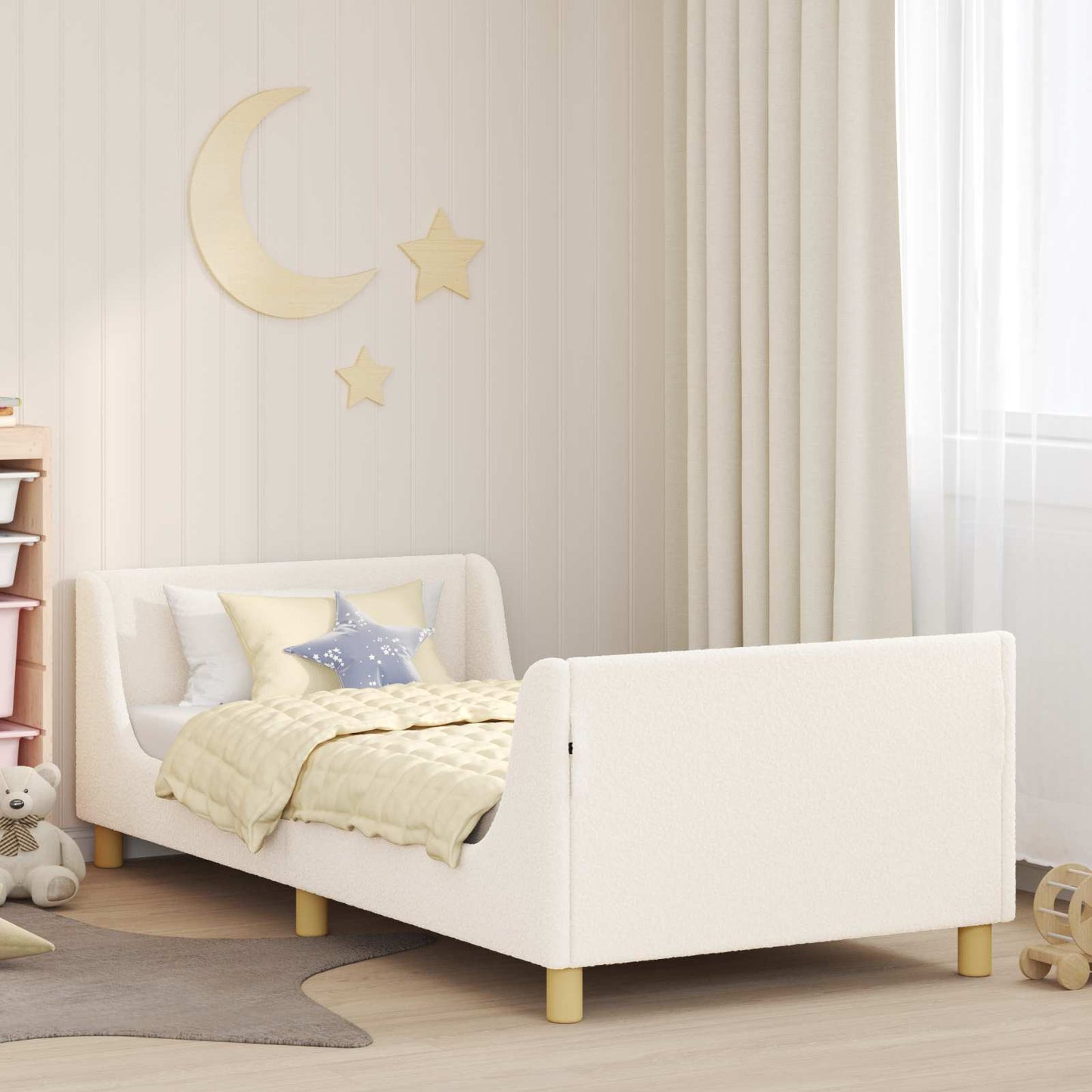 Struttura letto bambini con testata Crema 90 x 200 cm Bouclé | homemem39