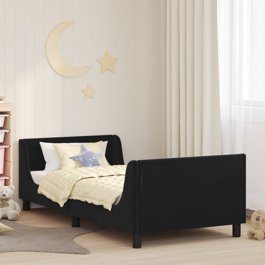 Struttura letto bambini con testata Nero 90 x 200 cm Velluto | homemem39