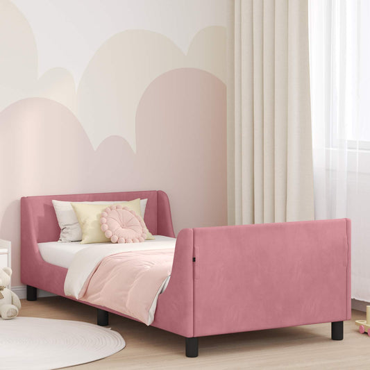 Struttura letto bambini con testata Rosa 90 x 200 cm Velluto | homemem39