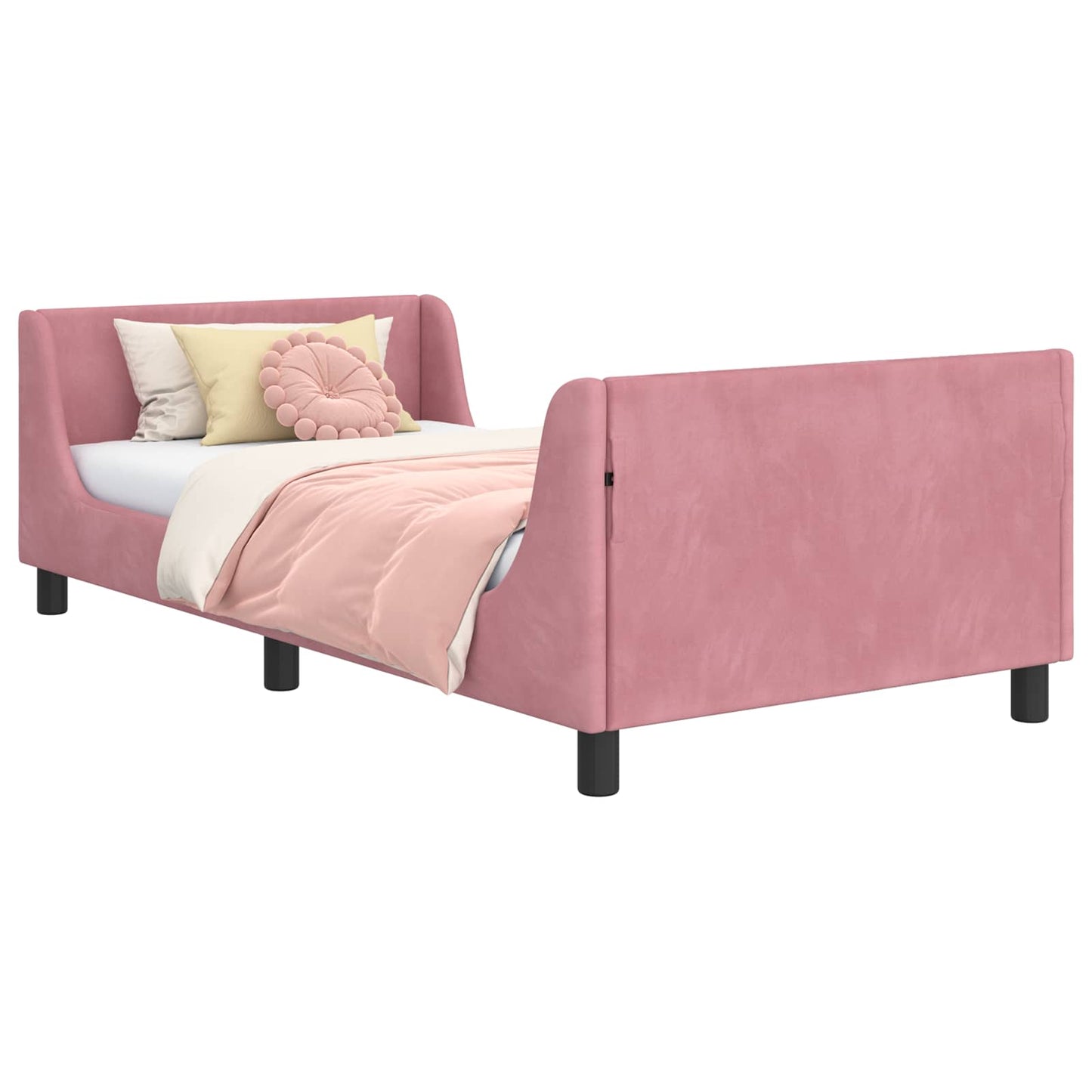 Struttura letto bambini con testata Rosa 90 x 200 cm Velluto | homemem39