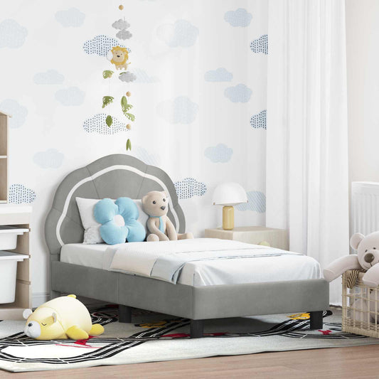 Struttura letto per bambini con testata Grigio Chiaro Velluto | homemem39