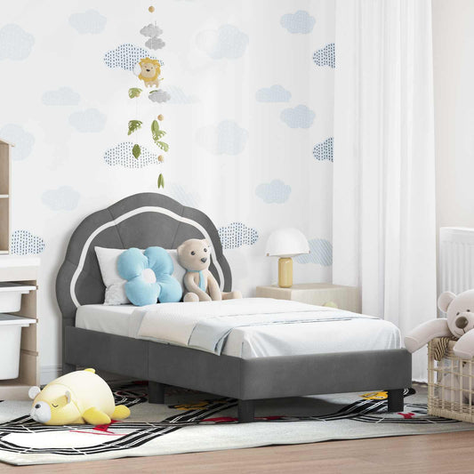 Struttura letto per bambini con testata Grigio Scuro Velluto | homemem39