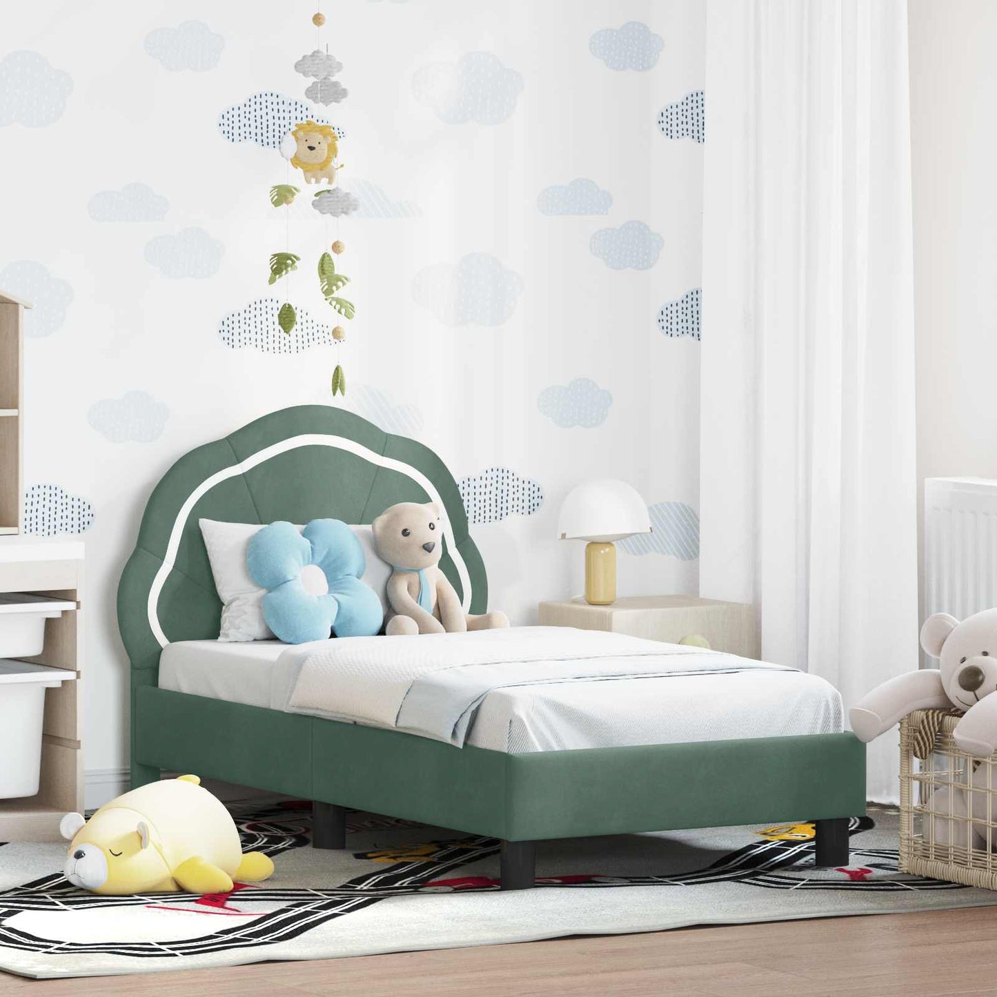 Struttura letto per bambini con testata Verde Mare 70 x 140 cm | homemem39