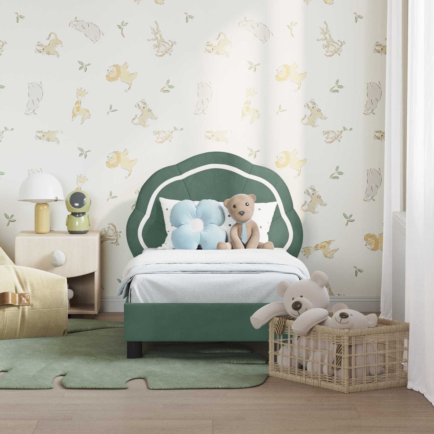 Struttura letto per bambini con testata Verde Mare 70 x 140 cm | homemem39