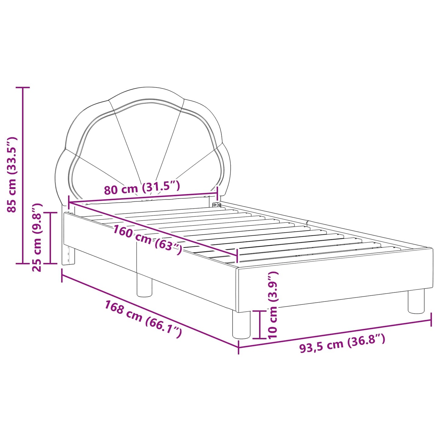 Struttura letto bambini con testata Grigio Chiaro 80 x 160 cm | homemem39