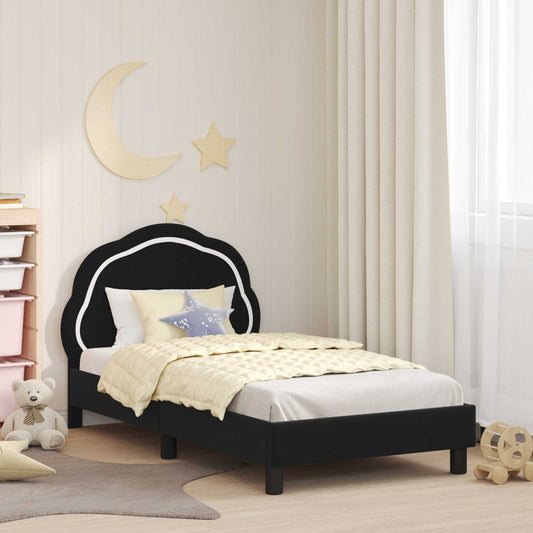 Struttura letto bambini con testata Nero 80 x 160 cm Velluto | homemem39