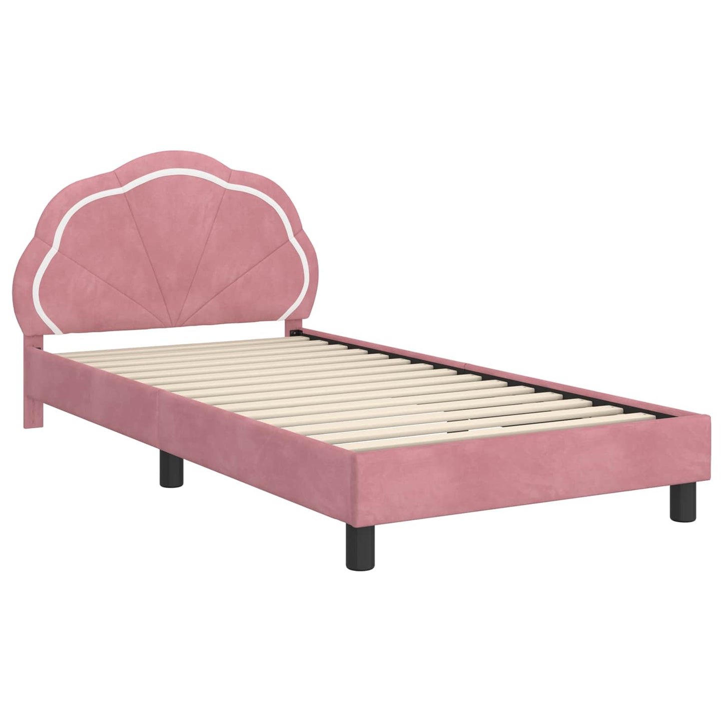 Struttura letto bambini con testata Rosa 80 x 200 cm Velluto | homemem39