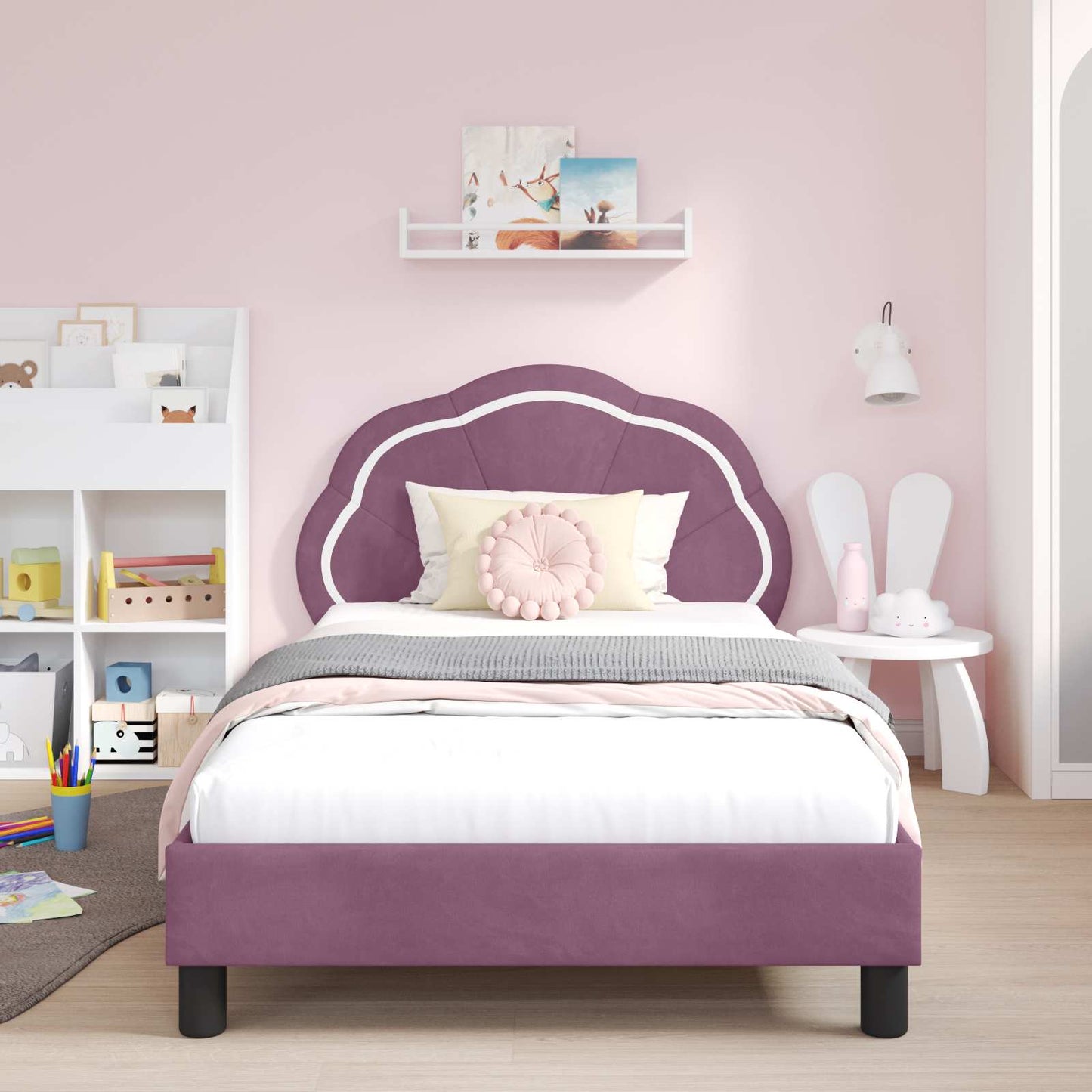 Struttura letto bambini con testata Viola 80 x 200 cm Velluto