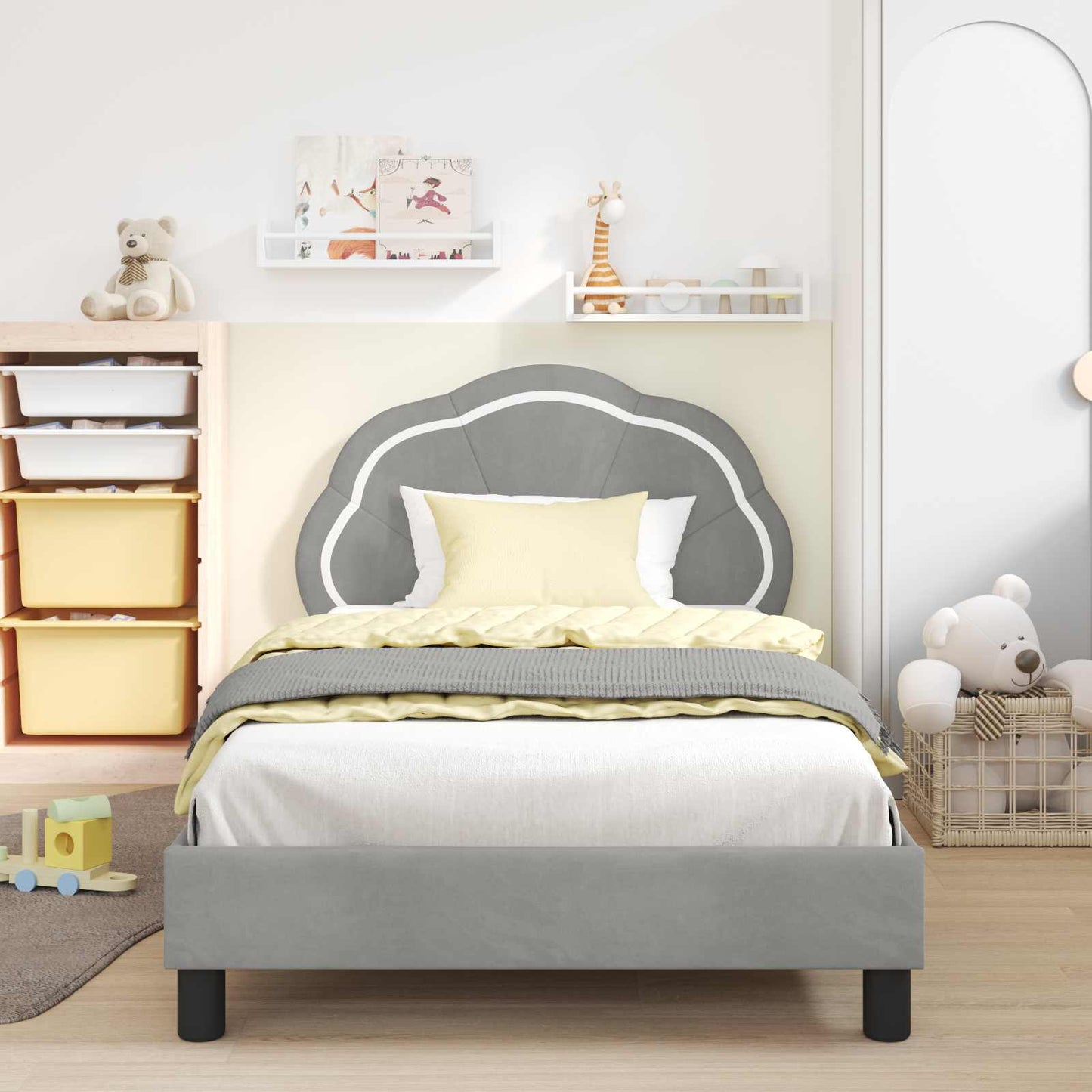 Struttura letto bambini con testata Grigio Chiaro 90 x 190 cm | homemem39