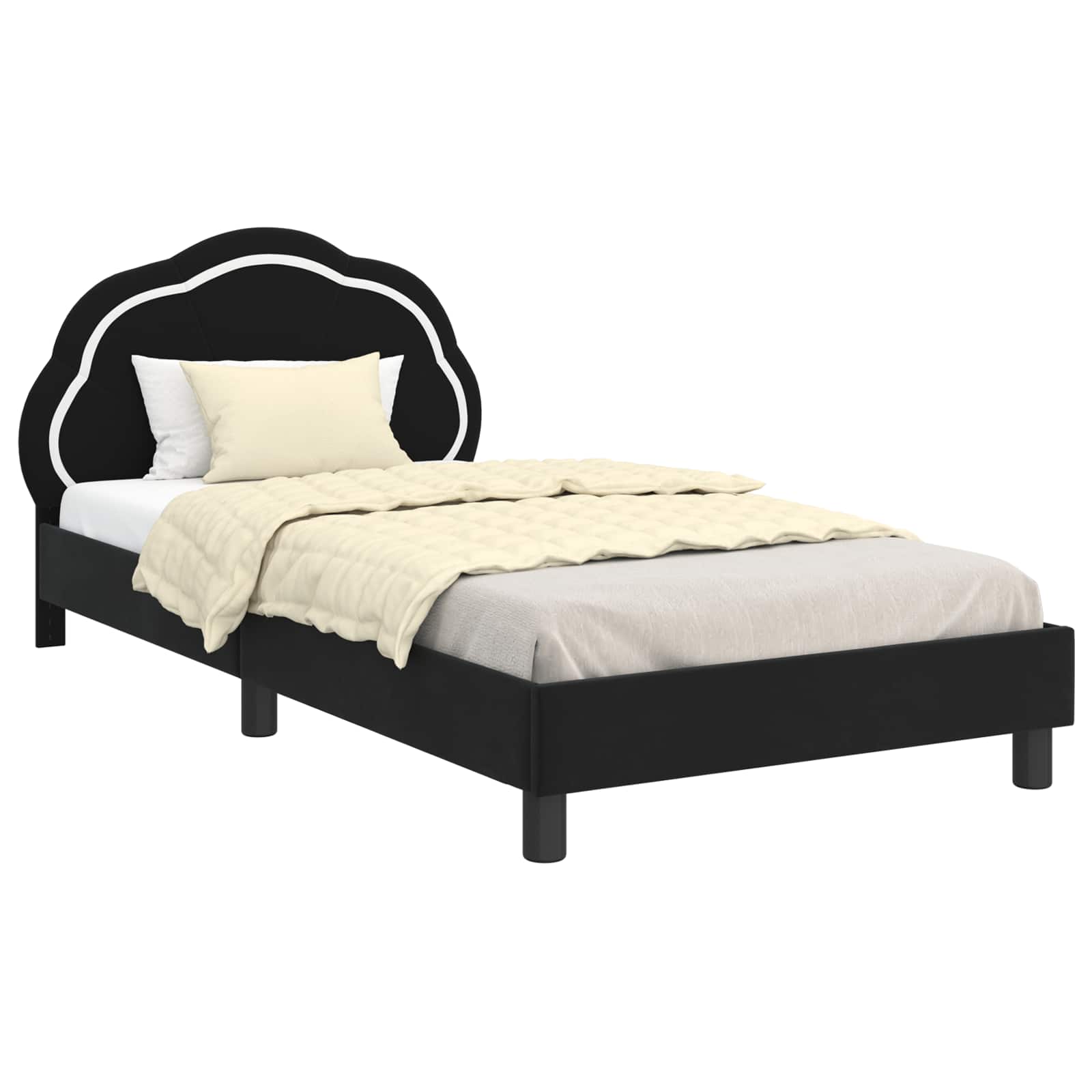 Struttura letto bambini con testata Nero 90 x 190 cm Velluto | homemem39
