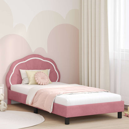 Struttura letto bambini con testata Rosa 90 x 190 cm Velluto | homemem39