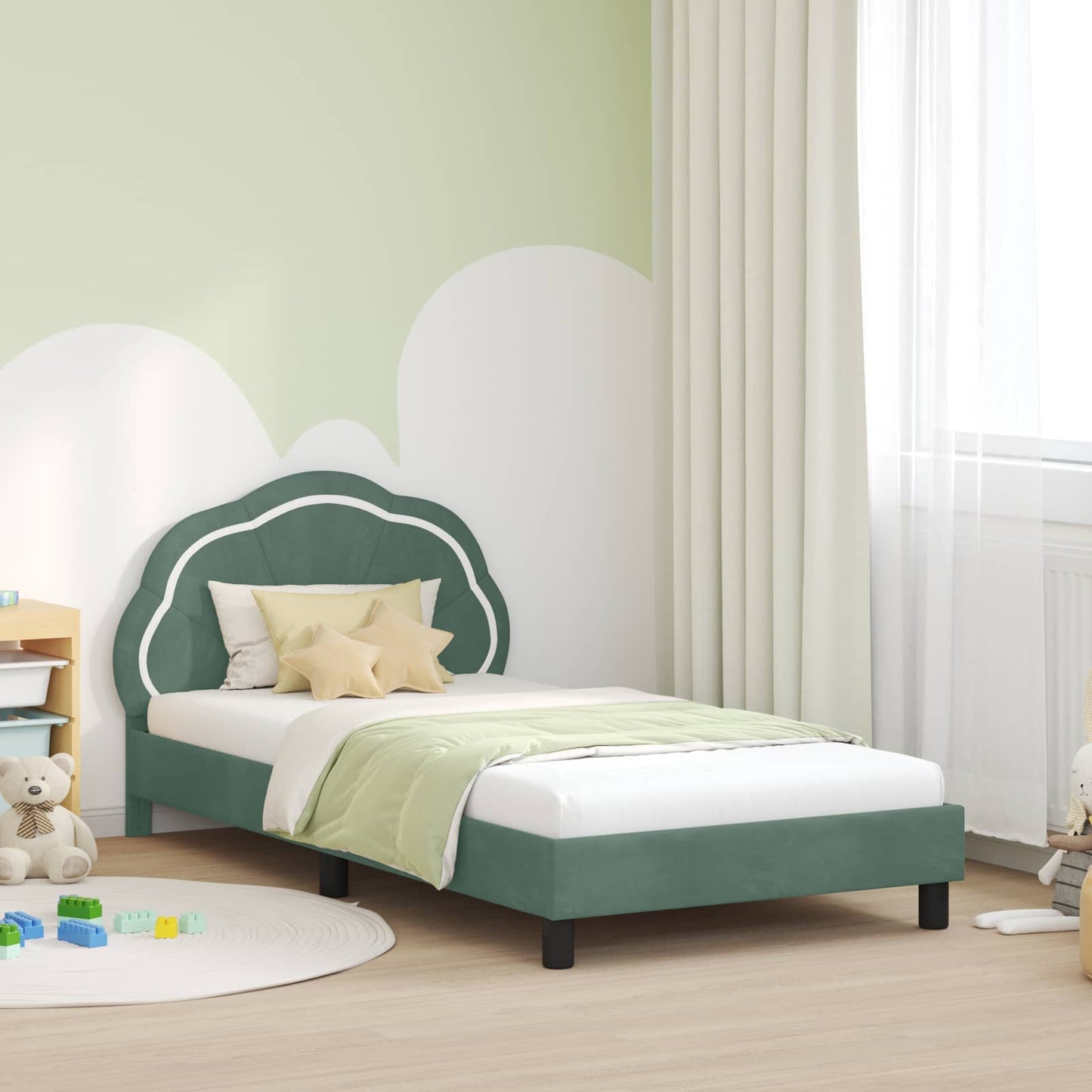 Struttura letto bambini con testata Verde Mare 90 x 190 cm | homemem39