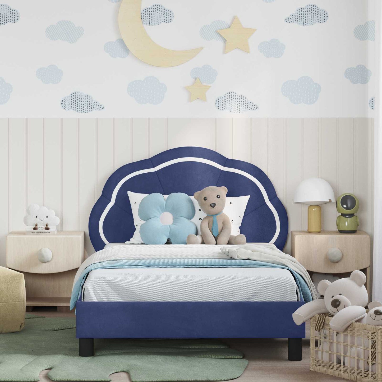 Struttura letto bambini con testata Blu Polizia 90 x 190 cm | homemem39