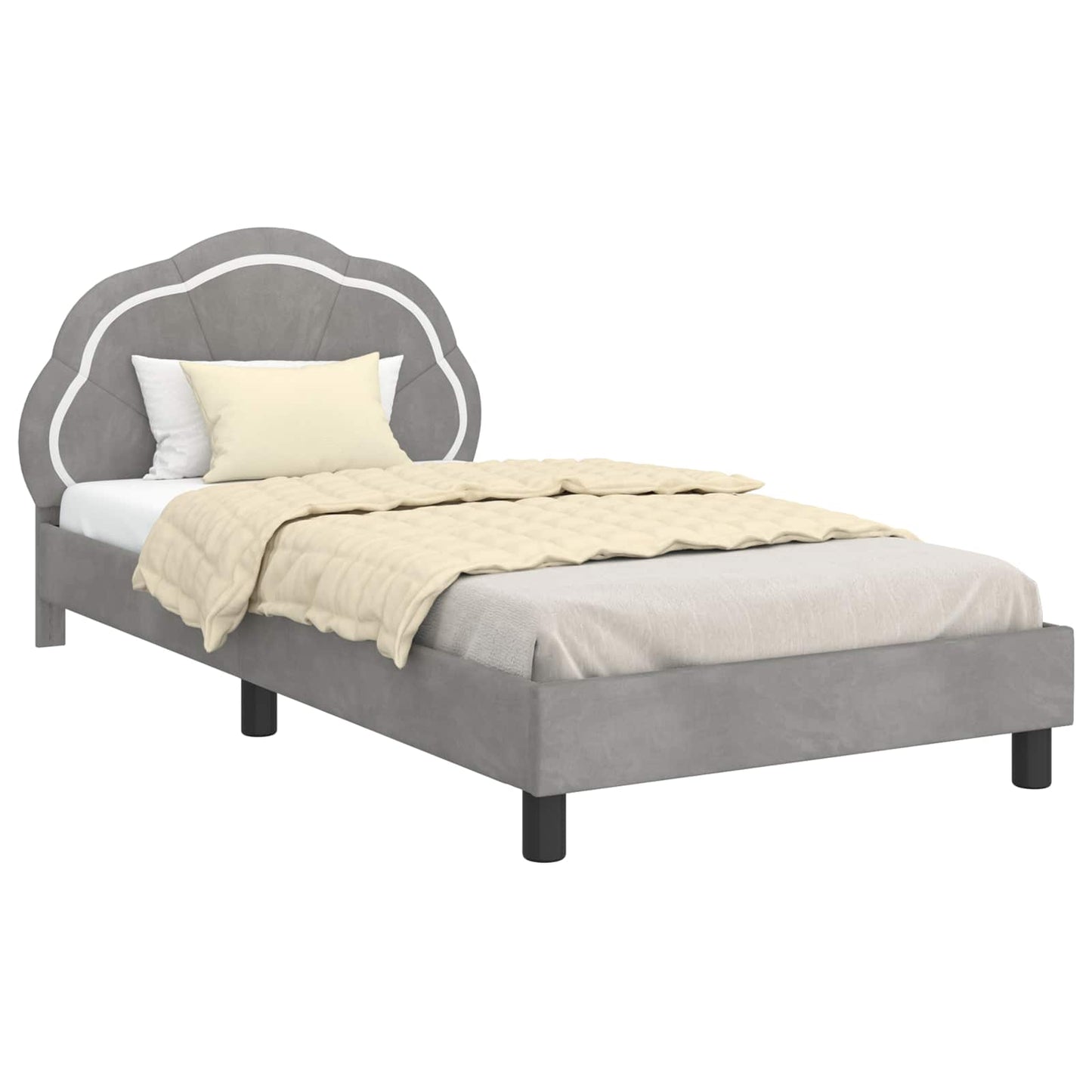 Struttura letto bambini con testata Grigio Chiaro 90 x 200 cm | homemem39