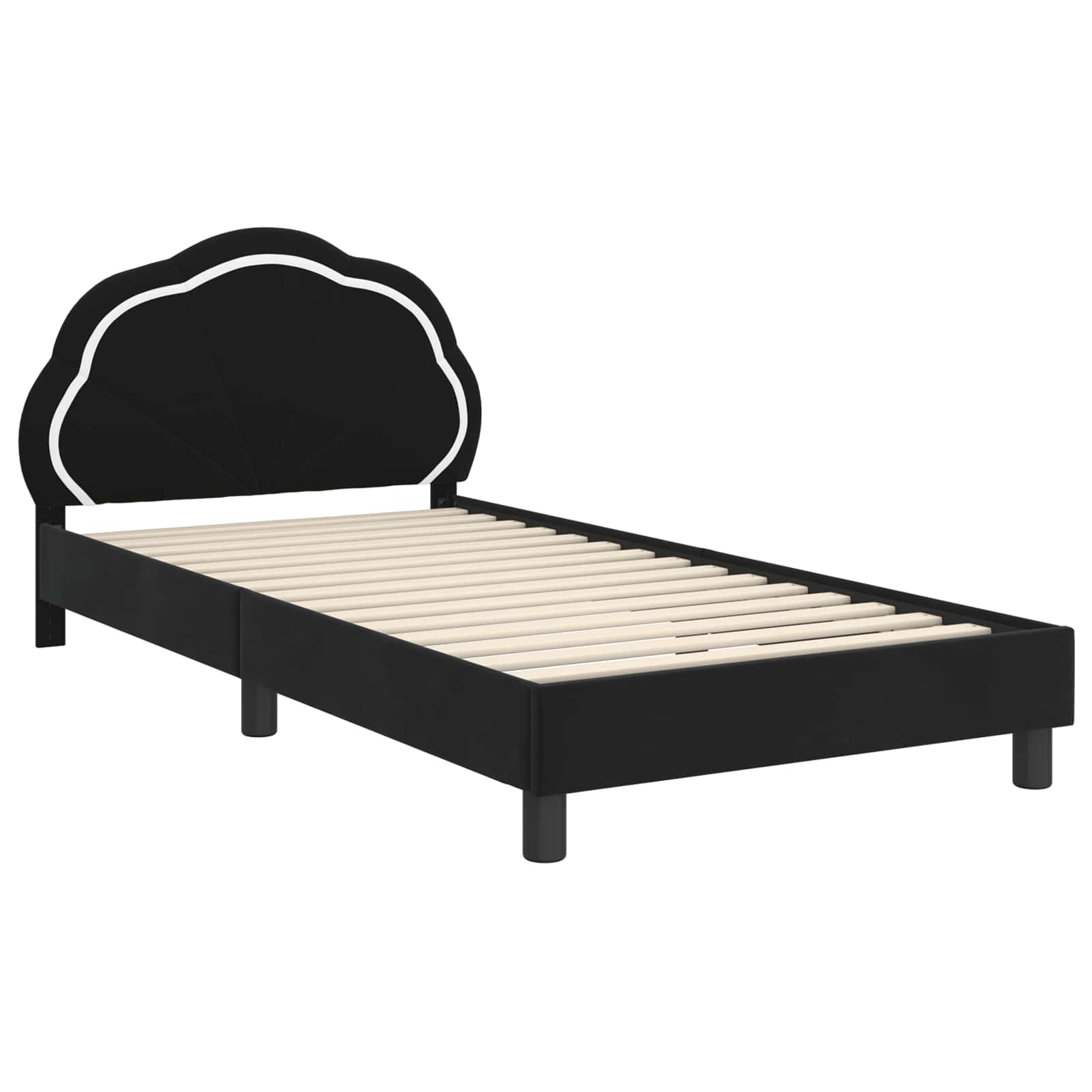 Struttura letto bambini con testata Nero 90 x 200 cm Velluto | homemem39