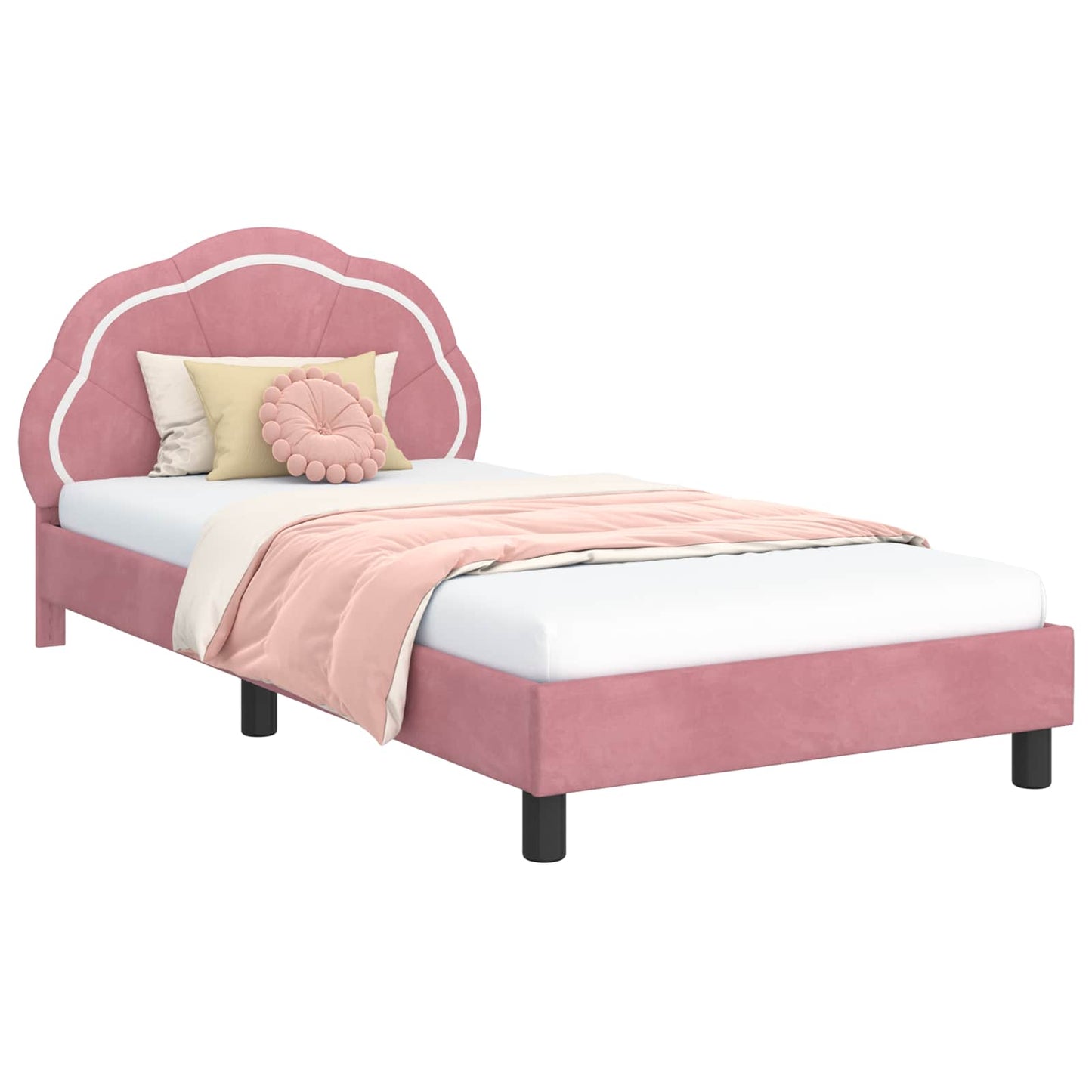 Struttura letto bambini con testata Rosa 90 x 200 cm Velluto | homemem39