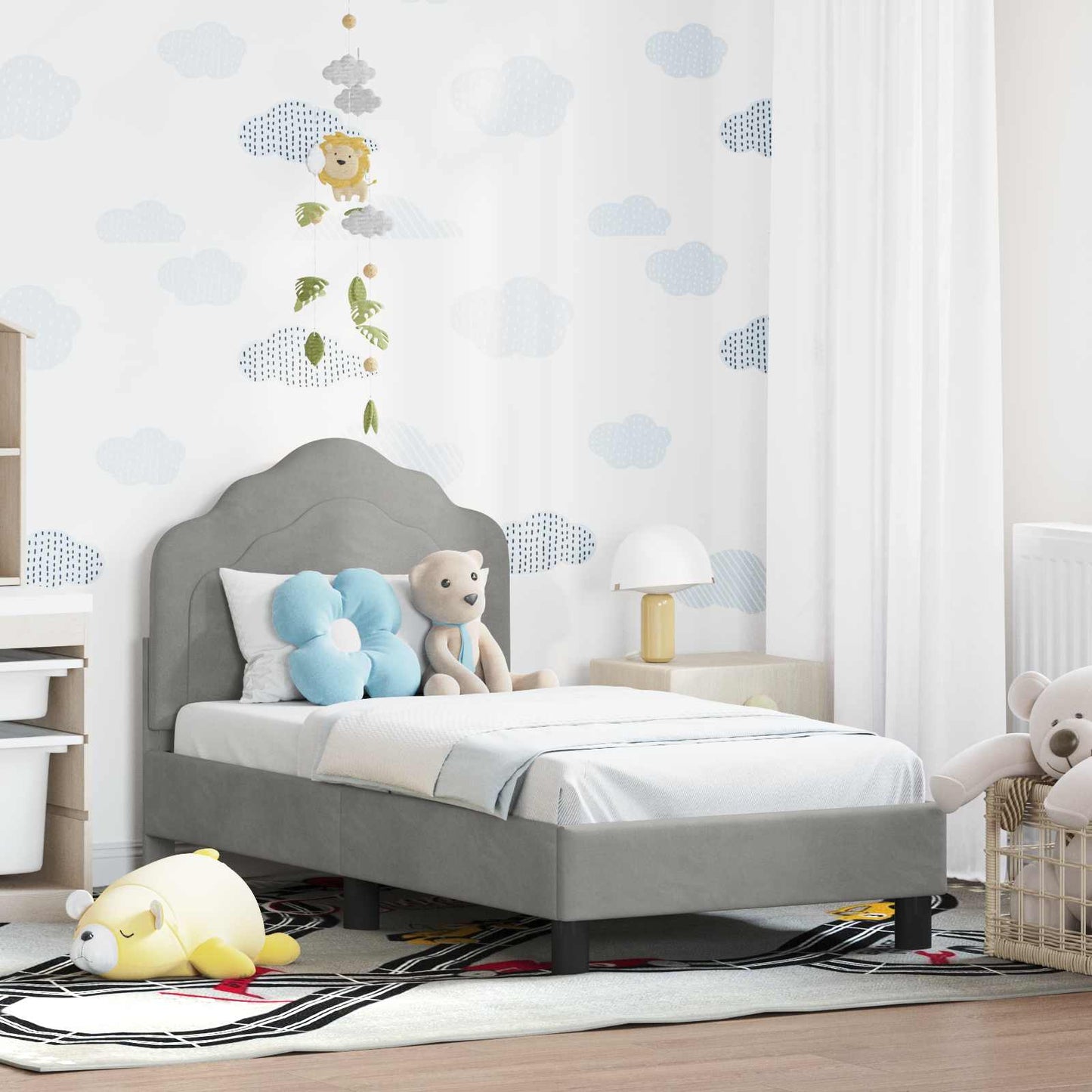 Struttura letto per bambini con testata Grigio Chiaro Velluto | homemem39