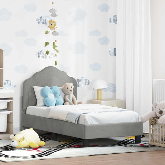 Struttura letto per bambini con testata Grigio Chiaro Velluto | homemem39