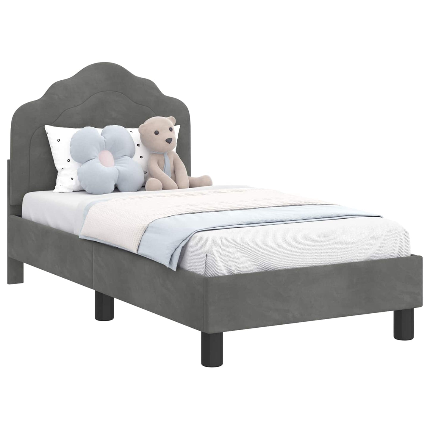 Struttura letto per bambini con testata Grigio Scuro Velluto | homemem39