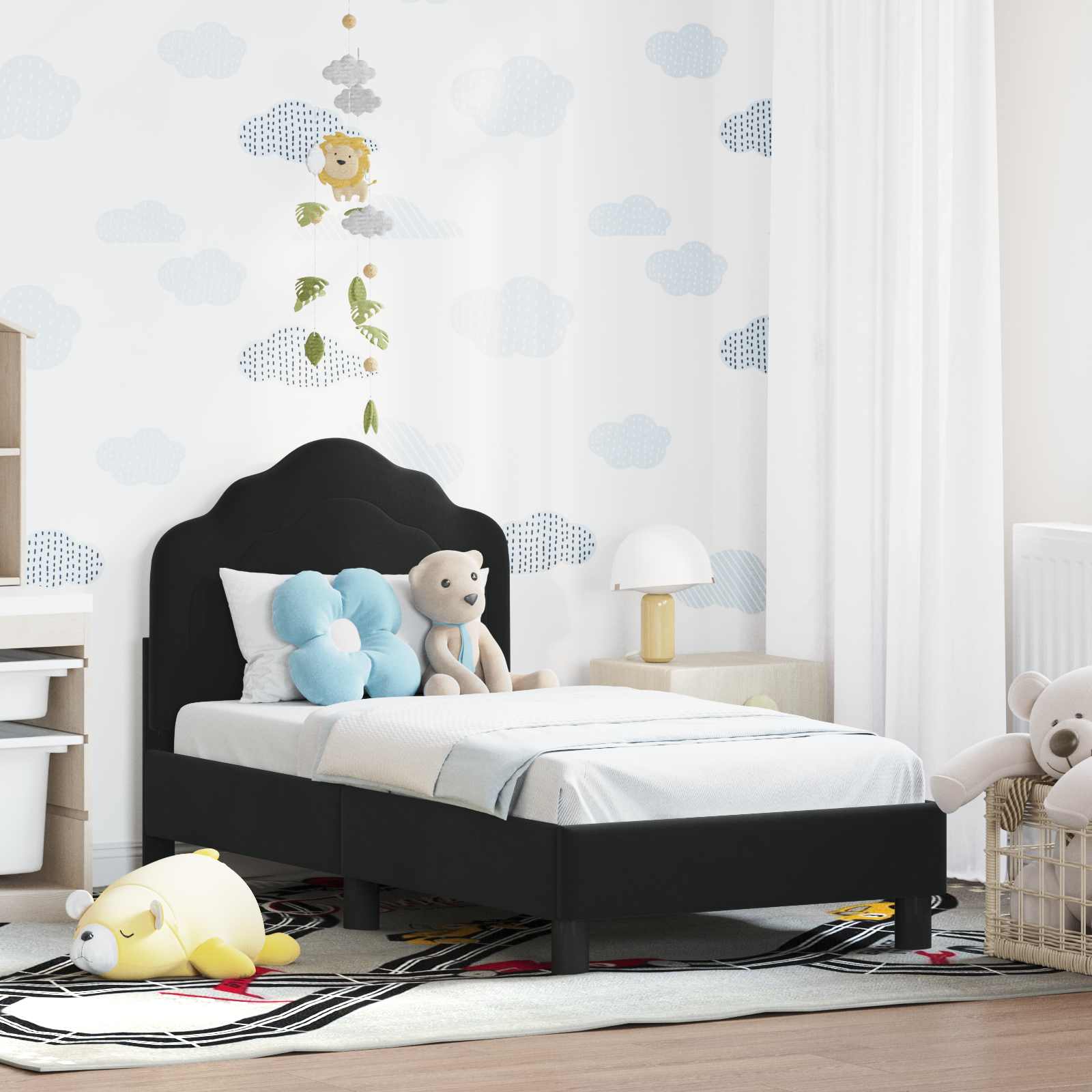 Struttura letto per bambini con testata Nero 70 x 140 cm | homemem39