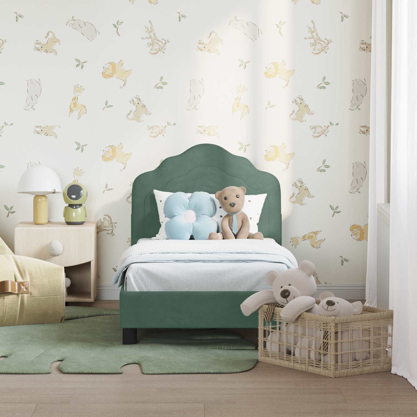 Struttura letto per bambini con testata Verde Mare 70 x 140 cm | homemem39