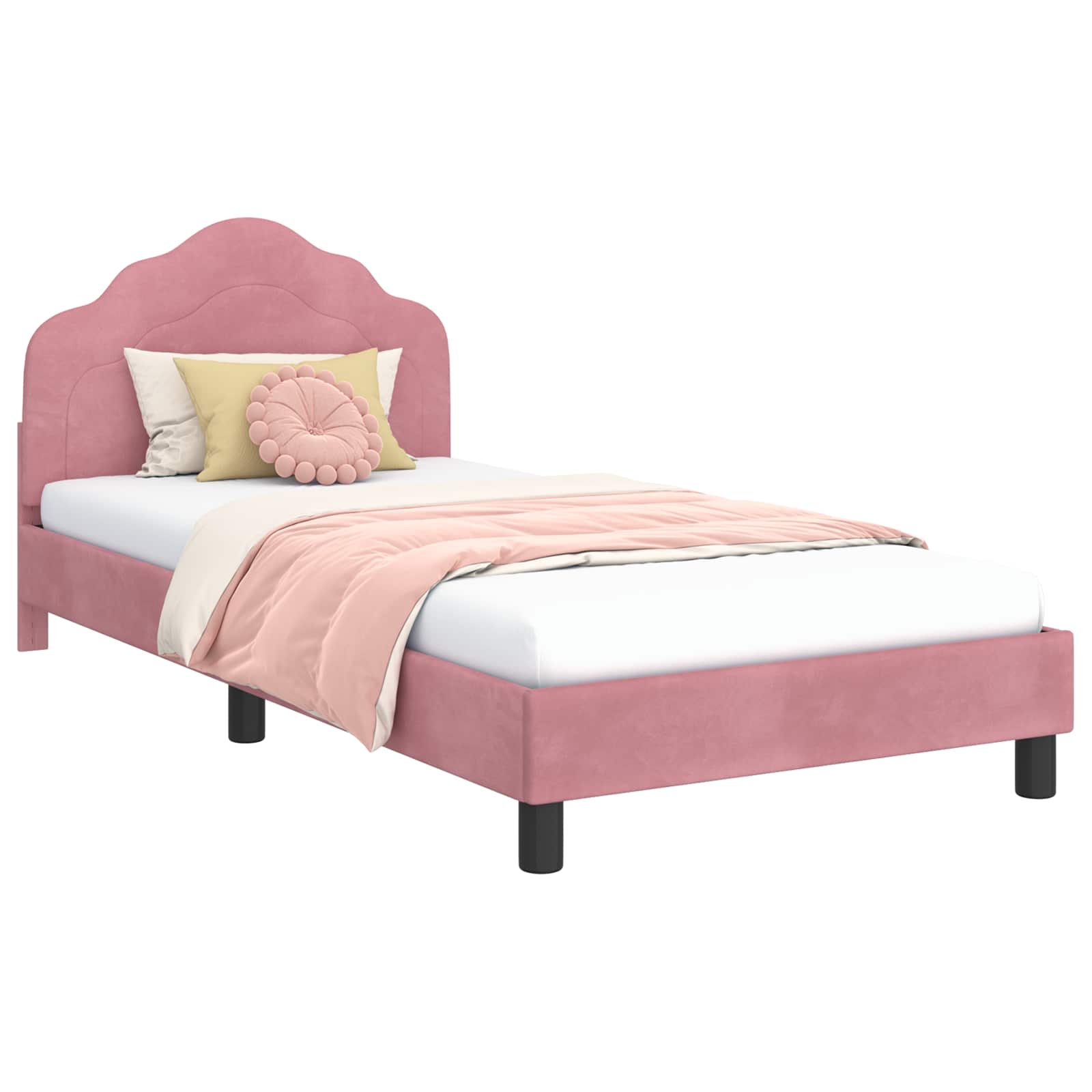Struttura letto bambini con testata Rosa 80 x 200 cm Velluto | homemem39