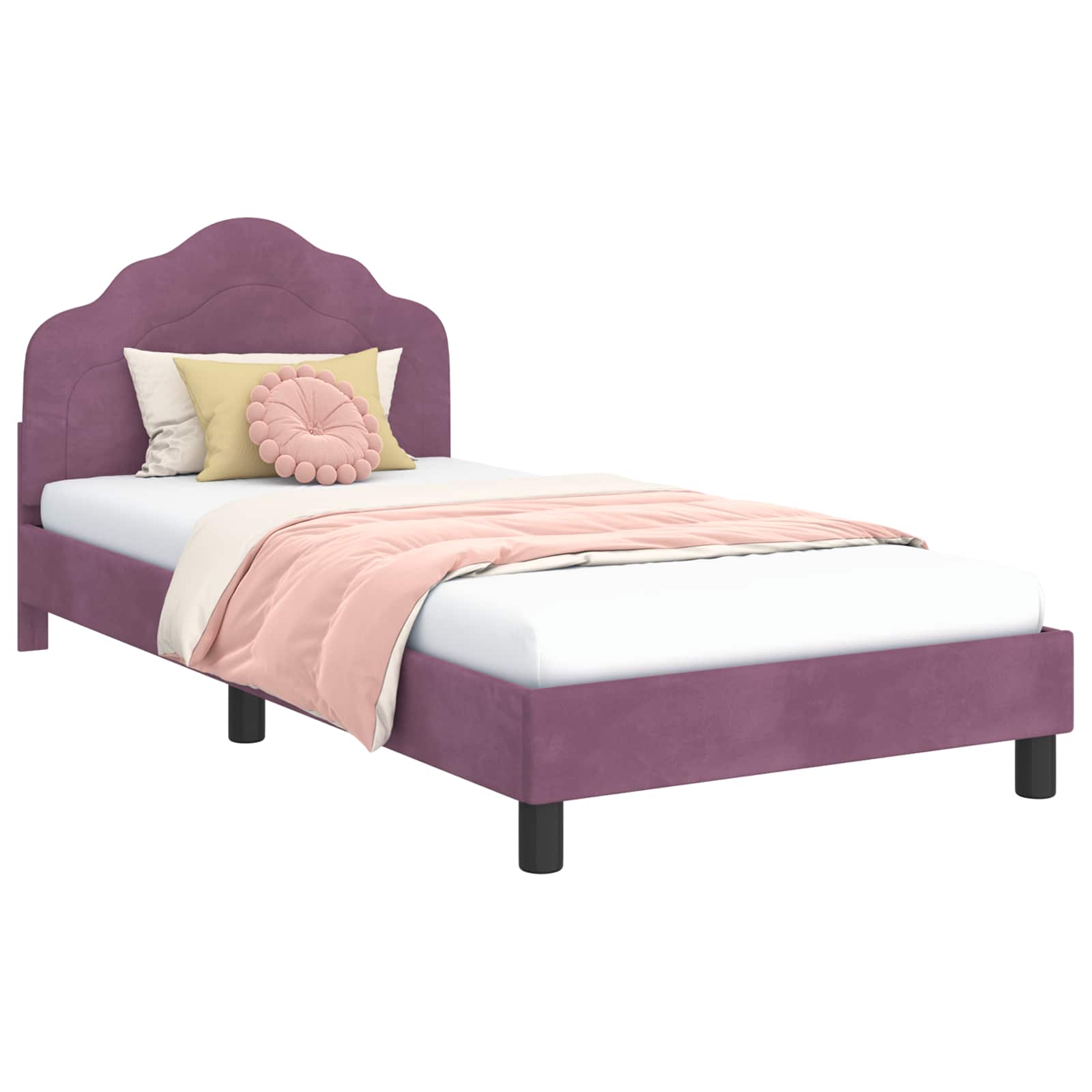 Struttura letto bambini con testata Viola 80 x 200 cm Velluto | homemem39