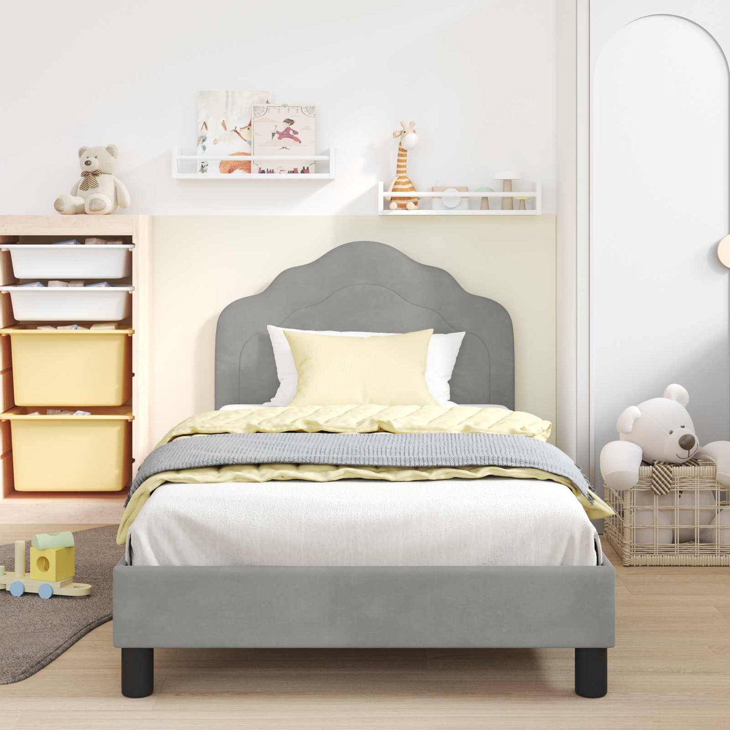 Struttura letto bambini con testata Grigio Chiaro 90 x 190 cm | homemem39