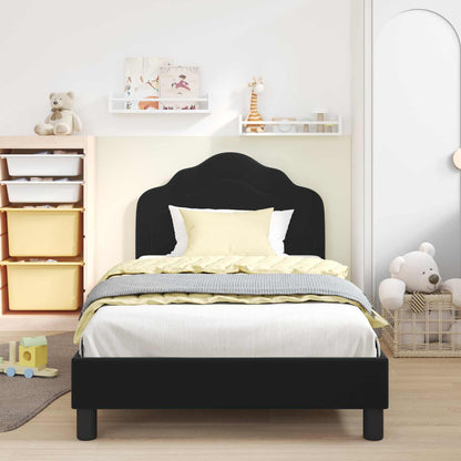 Struttura letto bambini con testata Nero 90 x 190 cm Velluto | homemem39