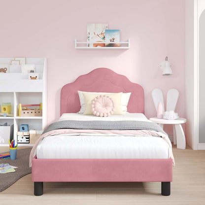 Struttura letto bambini con testata Rosa 90 x 190 cm Velluto | homemem39