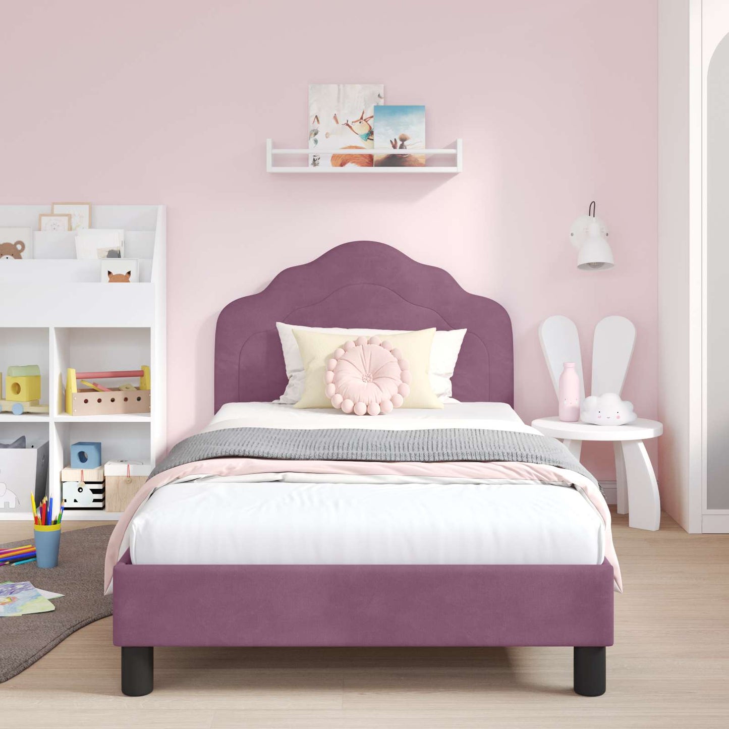 Struttura letto bambini con testata Viola 90 x 190 cm Velluto | homemem39
