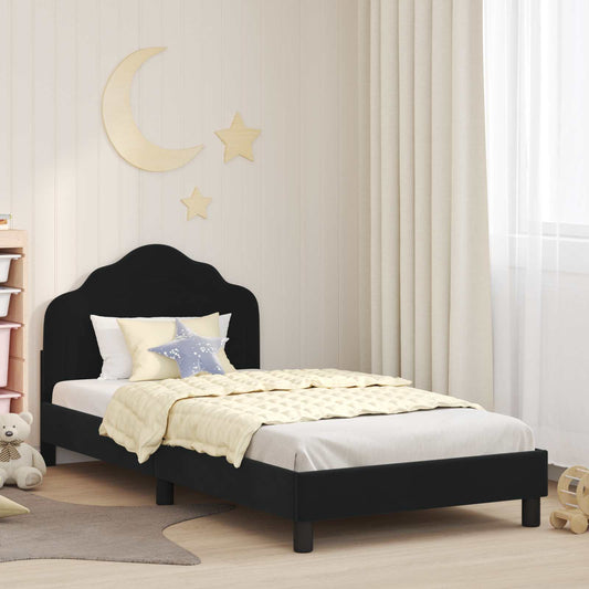Struttura letto bambini con testata Nero 90 x 200 cm Velluto | homemem39