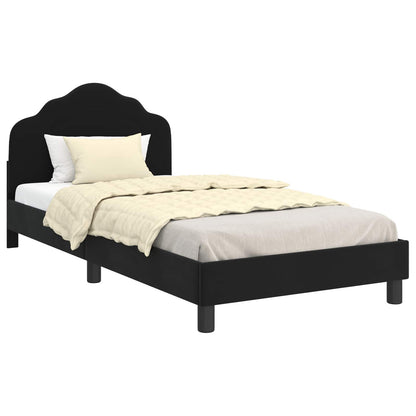 Struttura letto bambini con testata Nero 90 x 200 cm Velluto | homemem39