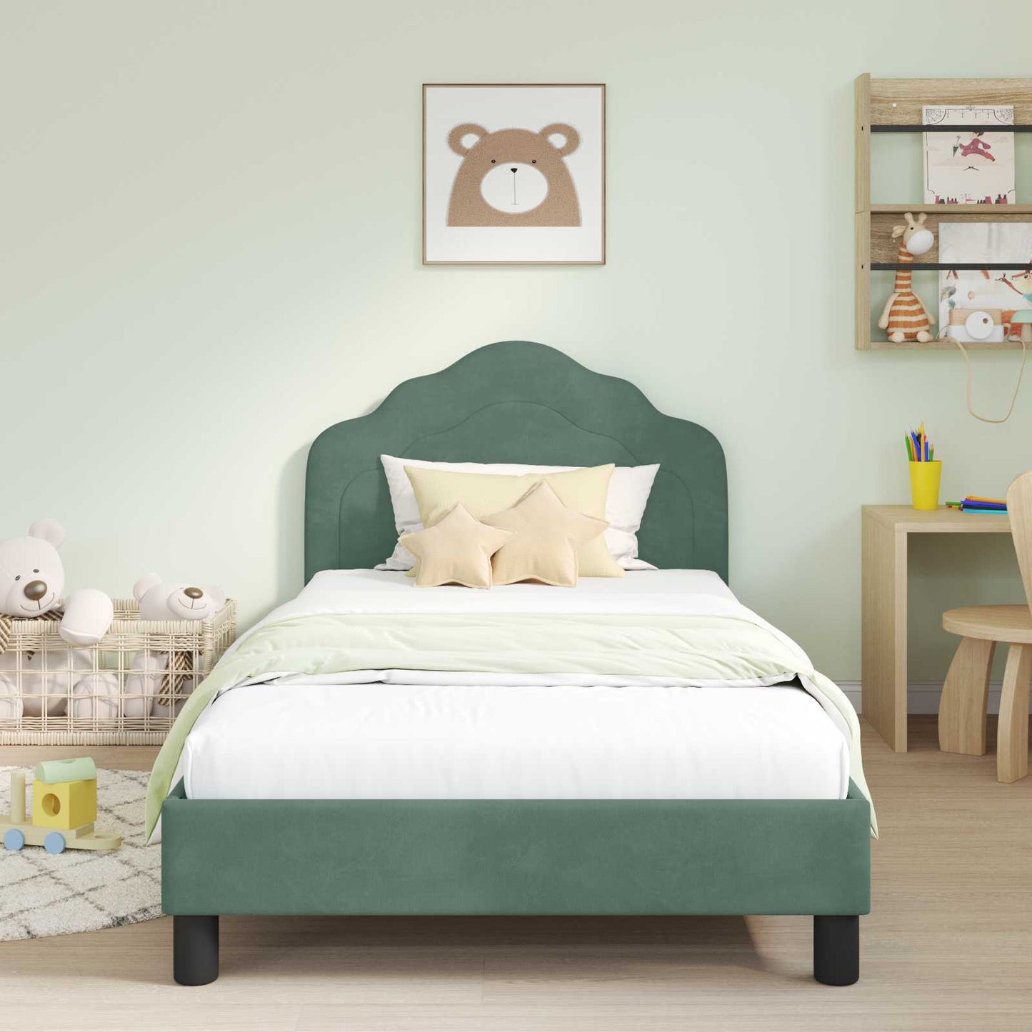 Struttura letto bambini con testata Verde Mare 90 x 200 cm