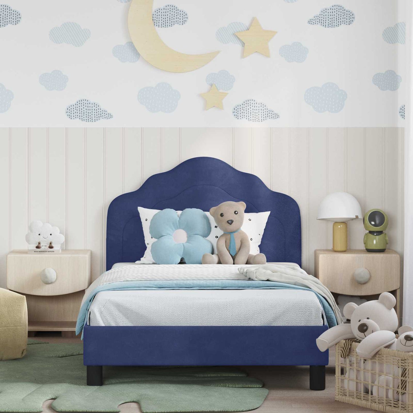 Struttura letto bambini con testata Blu Polizia 90 x 200 cm | homemem39