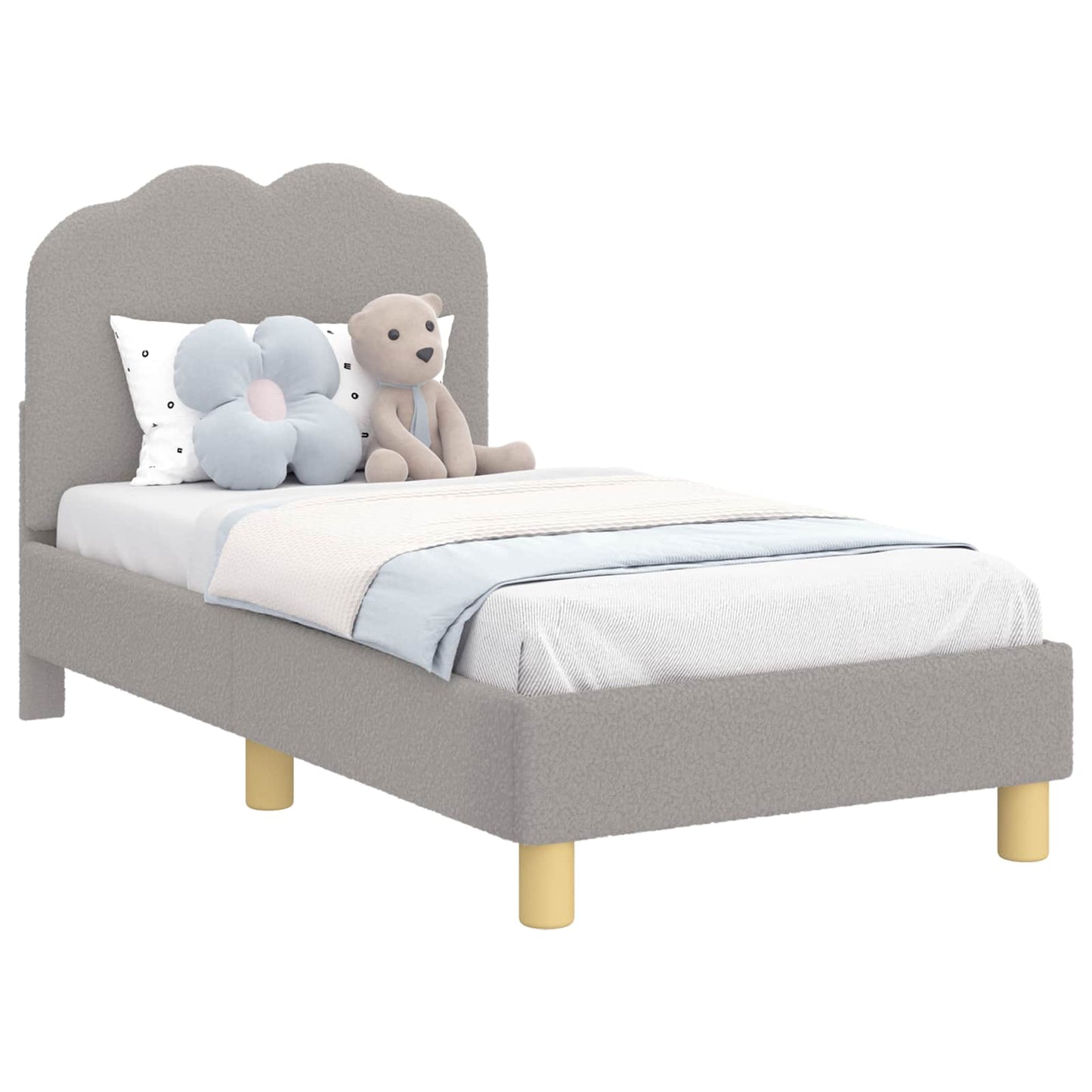 Struttura letto per bambini con testata Grigio Chiaro Bouclé | homemem39