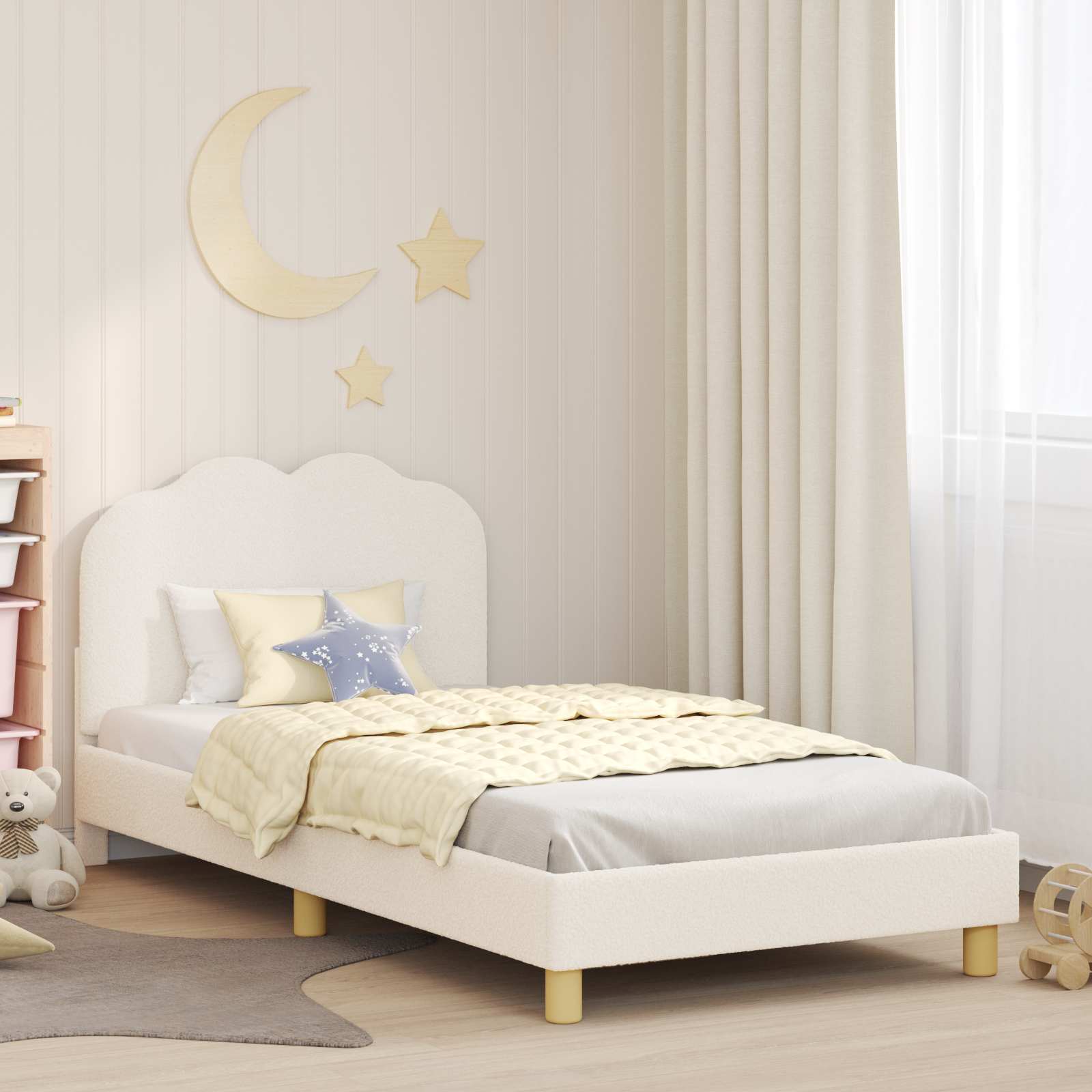 Struttura letto bambini con testata Crema 80 x 200 cm Bouclé | homemem39