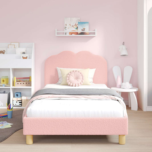 Struttura letto bambini con testata Rosa 80 x 200 cm Bouclé