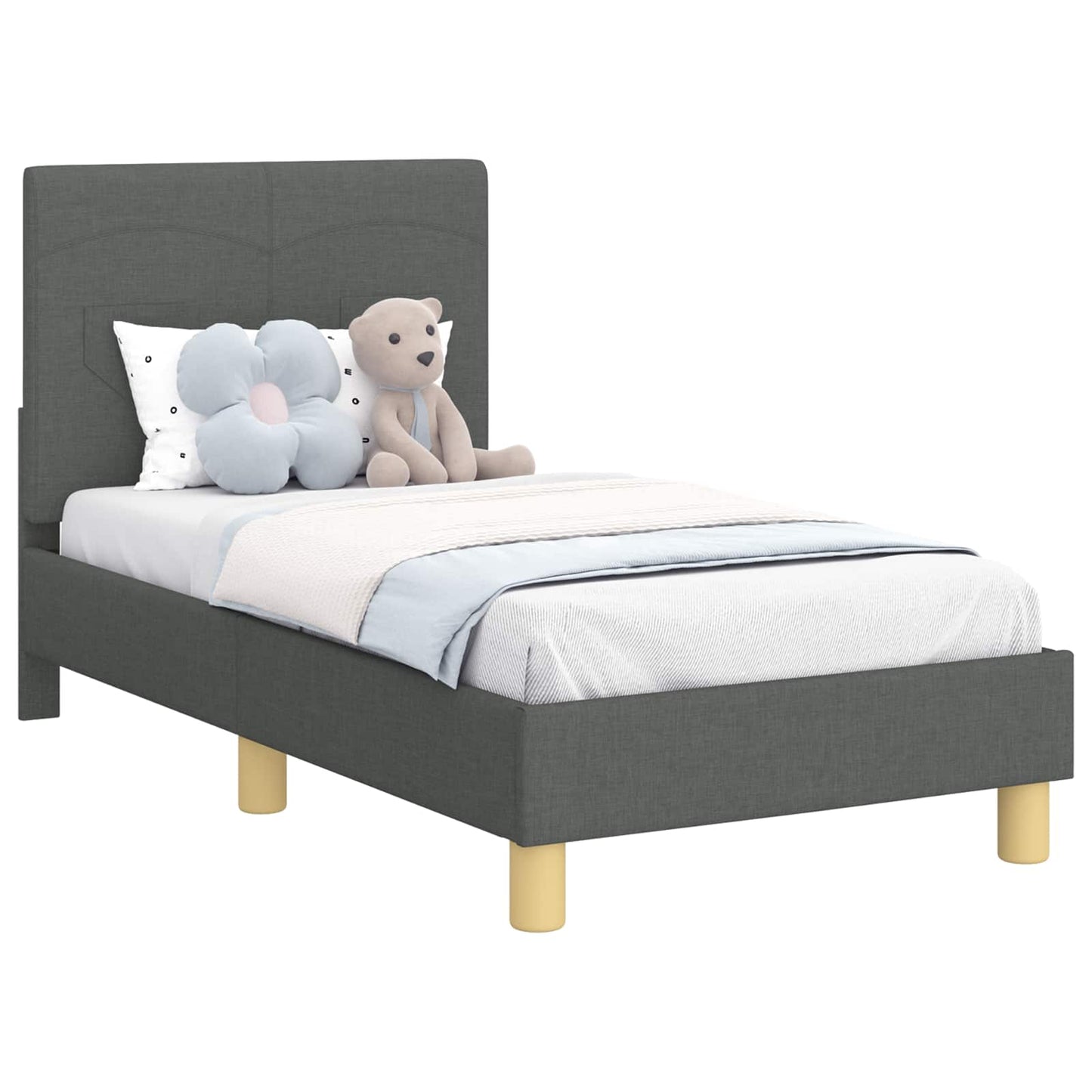Struttura letto per bambini con testata Grigio scuro Tessuto | homemem39