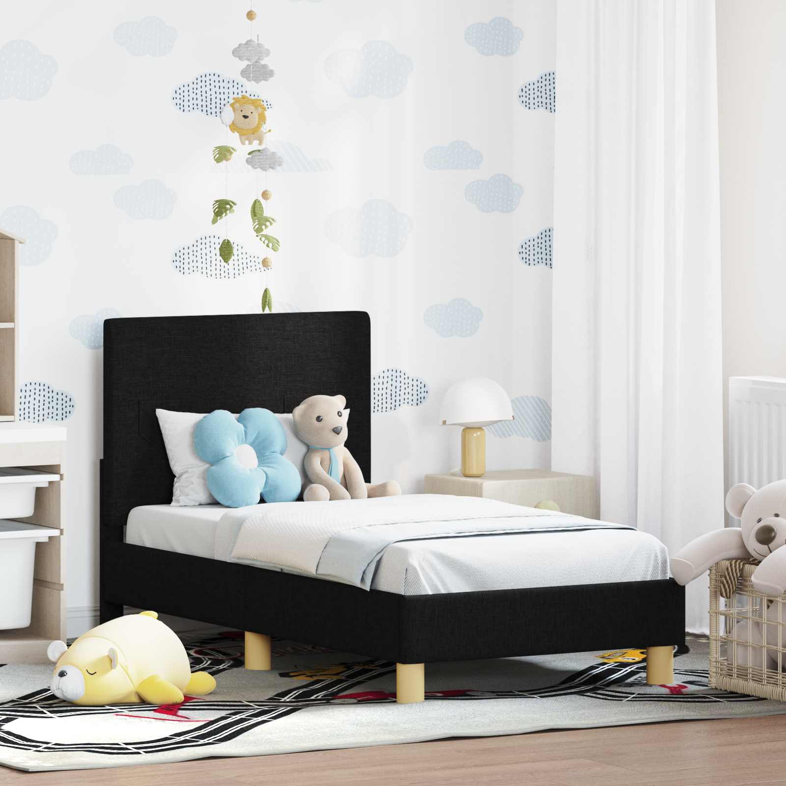 Struttura letto per bambini con testata Nero 70 x 140 cm | homemem39