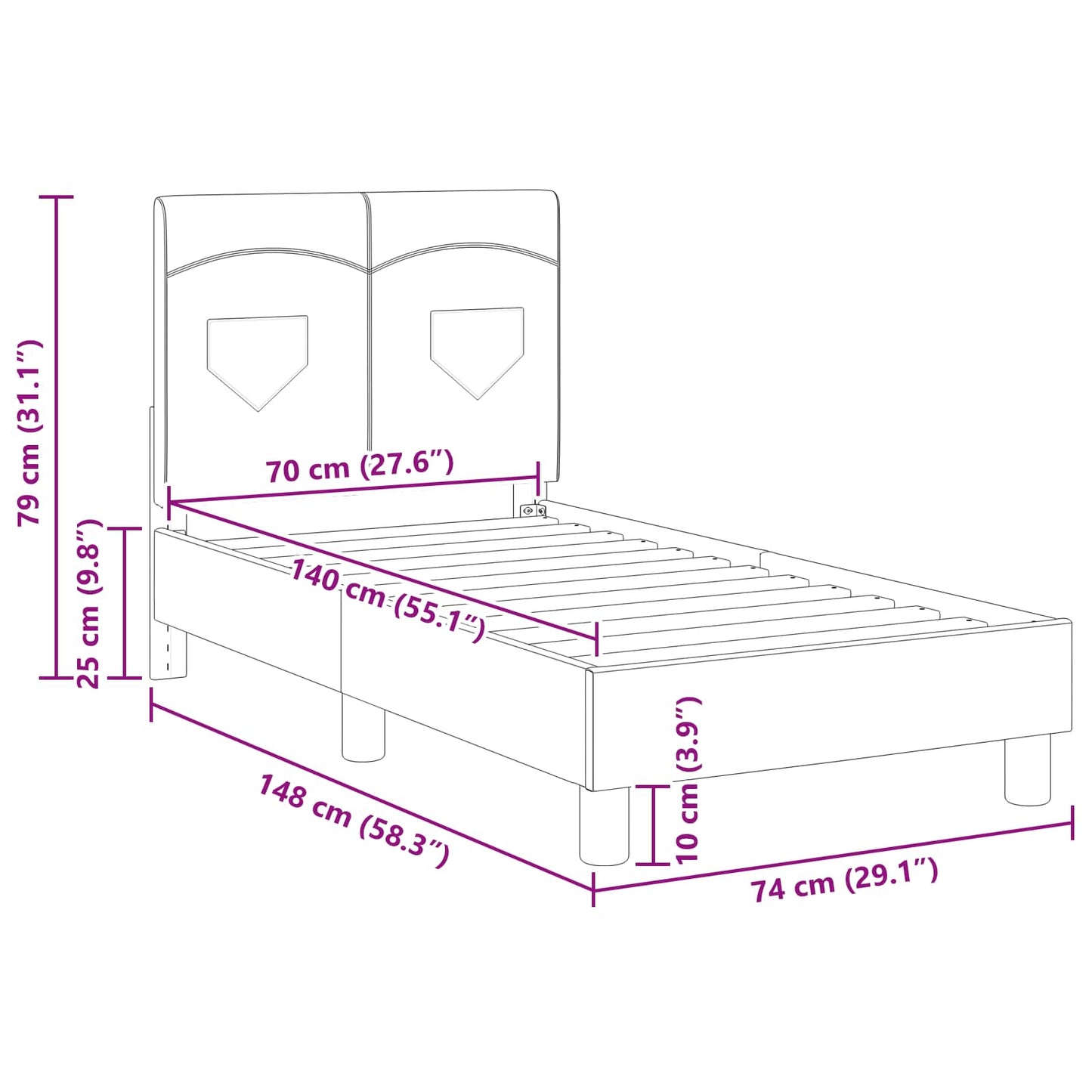 Struttura letto per bambini con testata Blu jeans 70 x 140 cm | homemem39